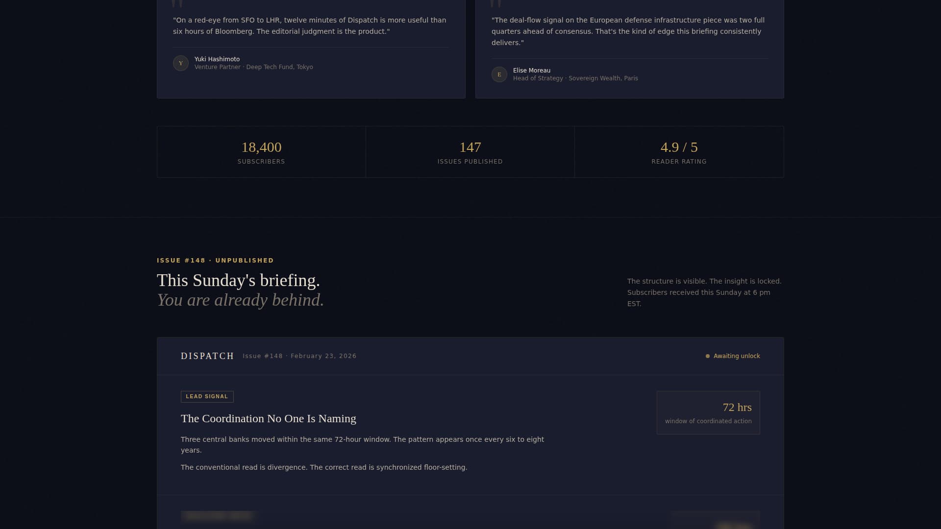 Dispatch - Cinematic Newsletter Landing Page Template