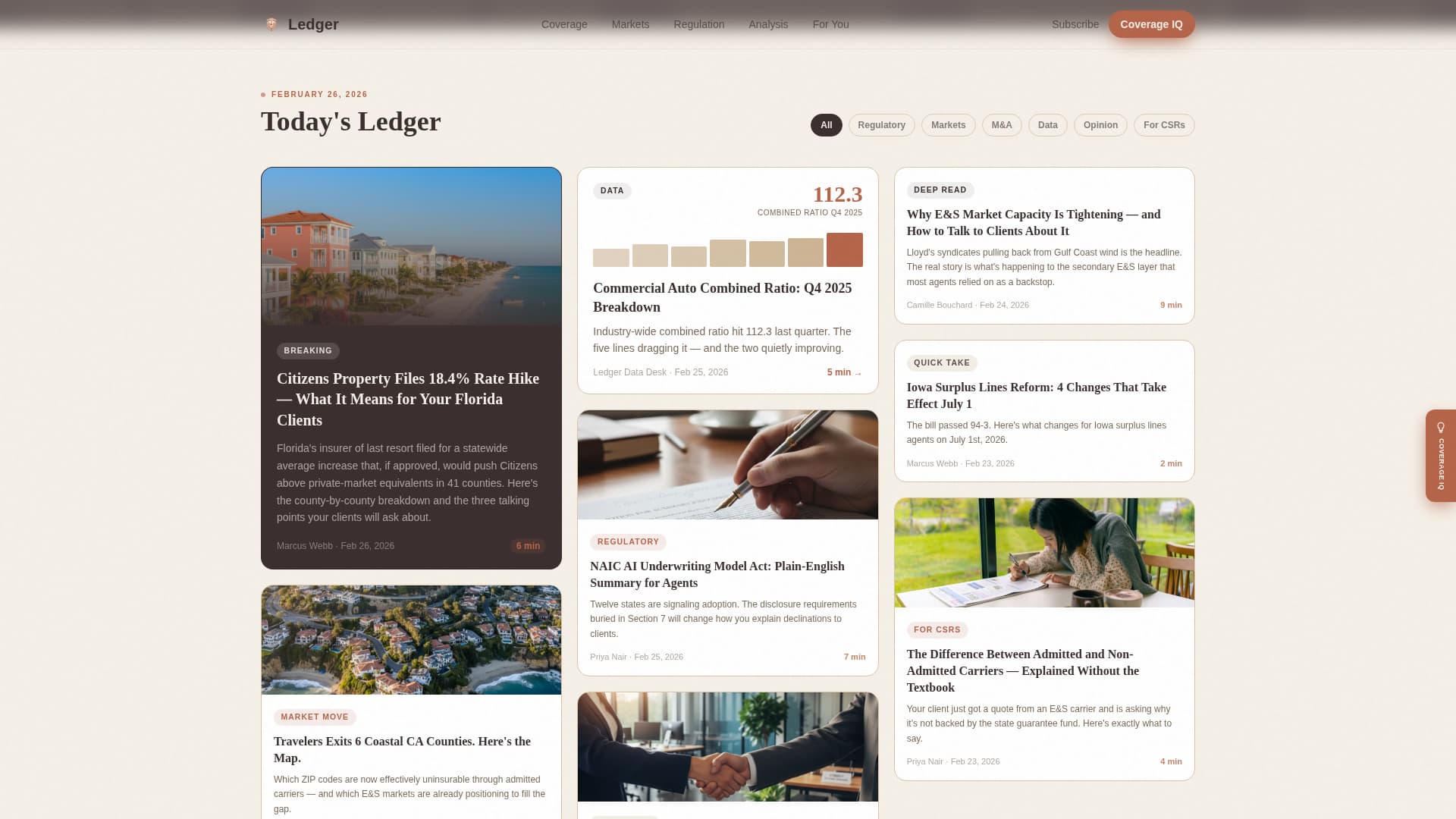 Ledger - Authoritative Insurancenews Landing Page Template