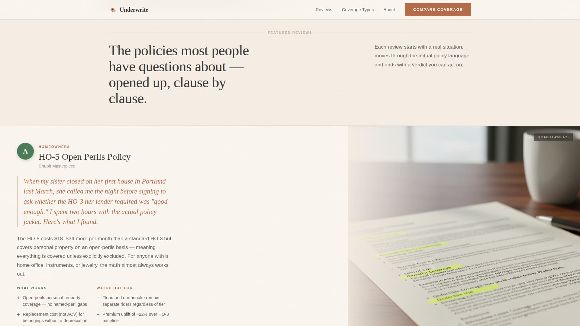 Underwrite — Proven Coverage Landing Page Template