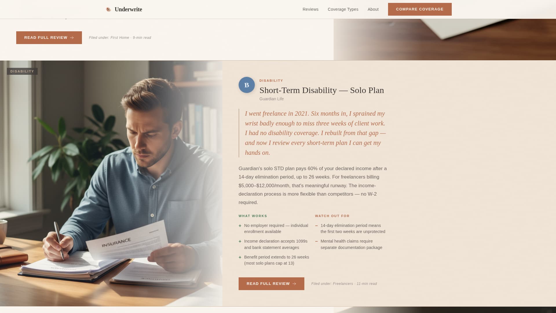 Underwrite — Proven Coverage Landing Page Template