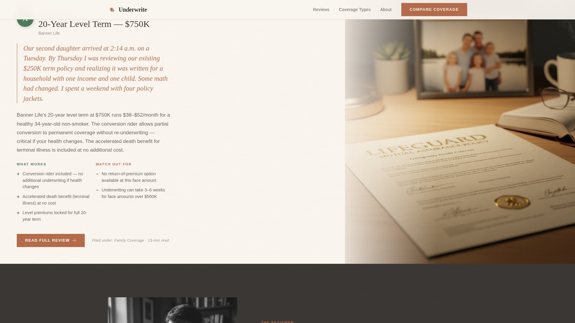 Underwrite — Proven Coverage Landing Page Template