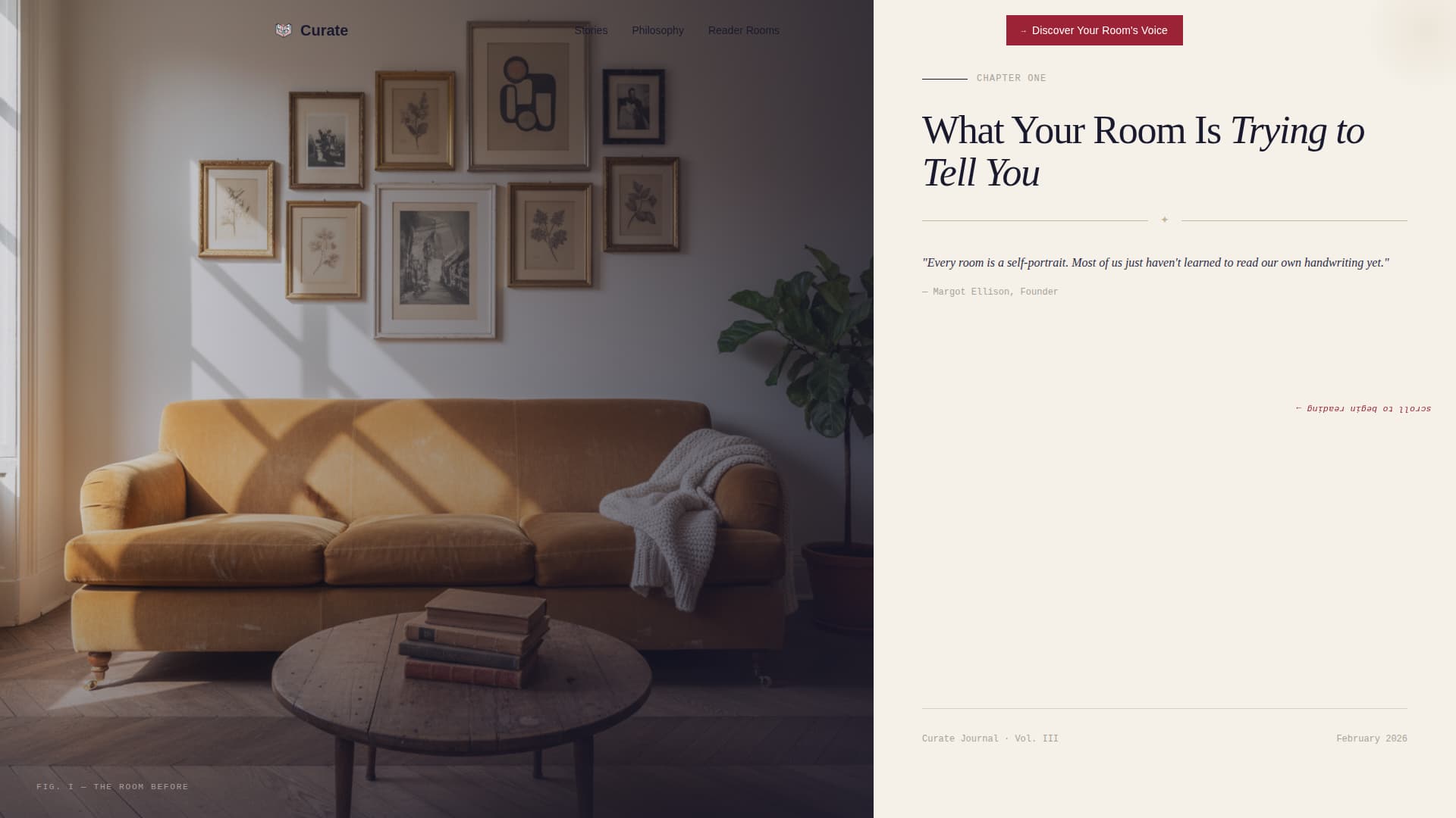 Curate - Timeless Interiors Landing Page Template