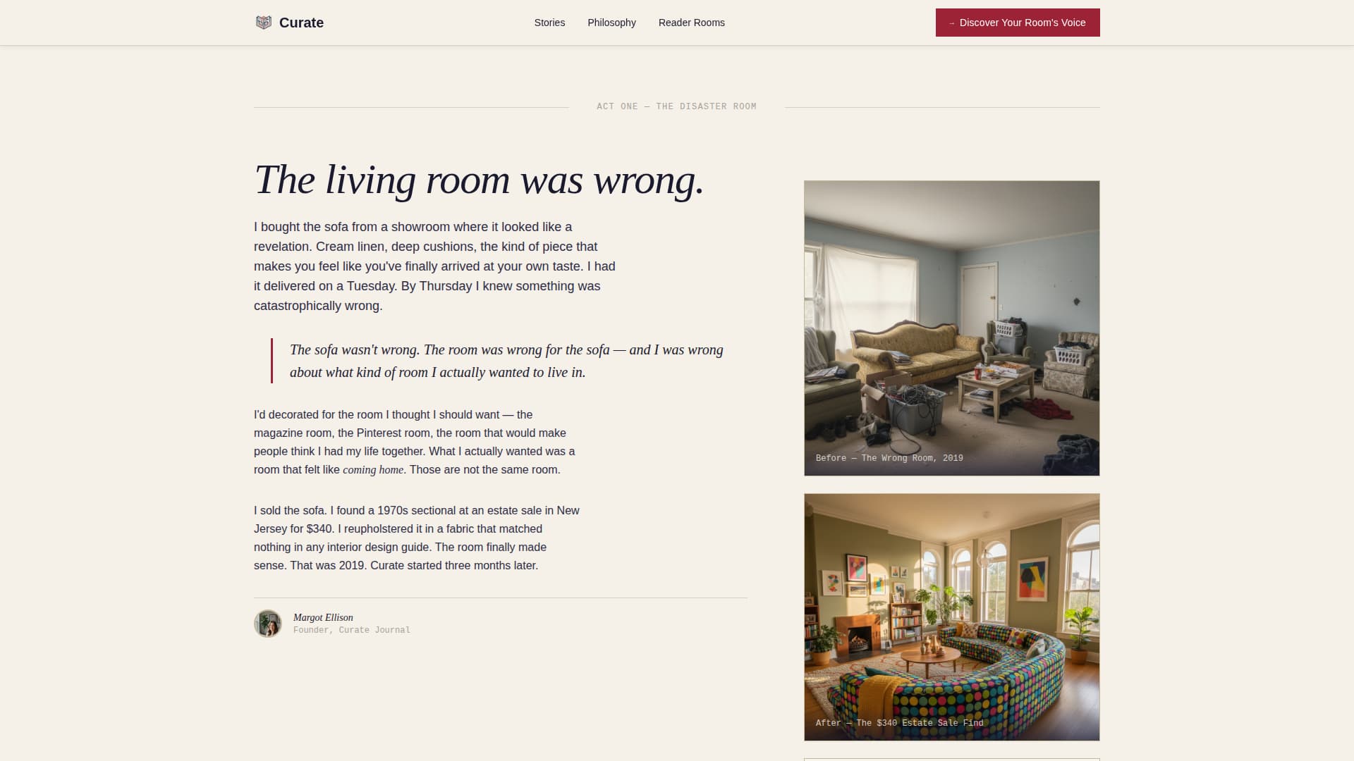 Curate - Timeless Interiors Landing Page Template