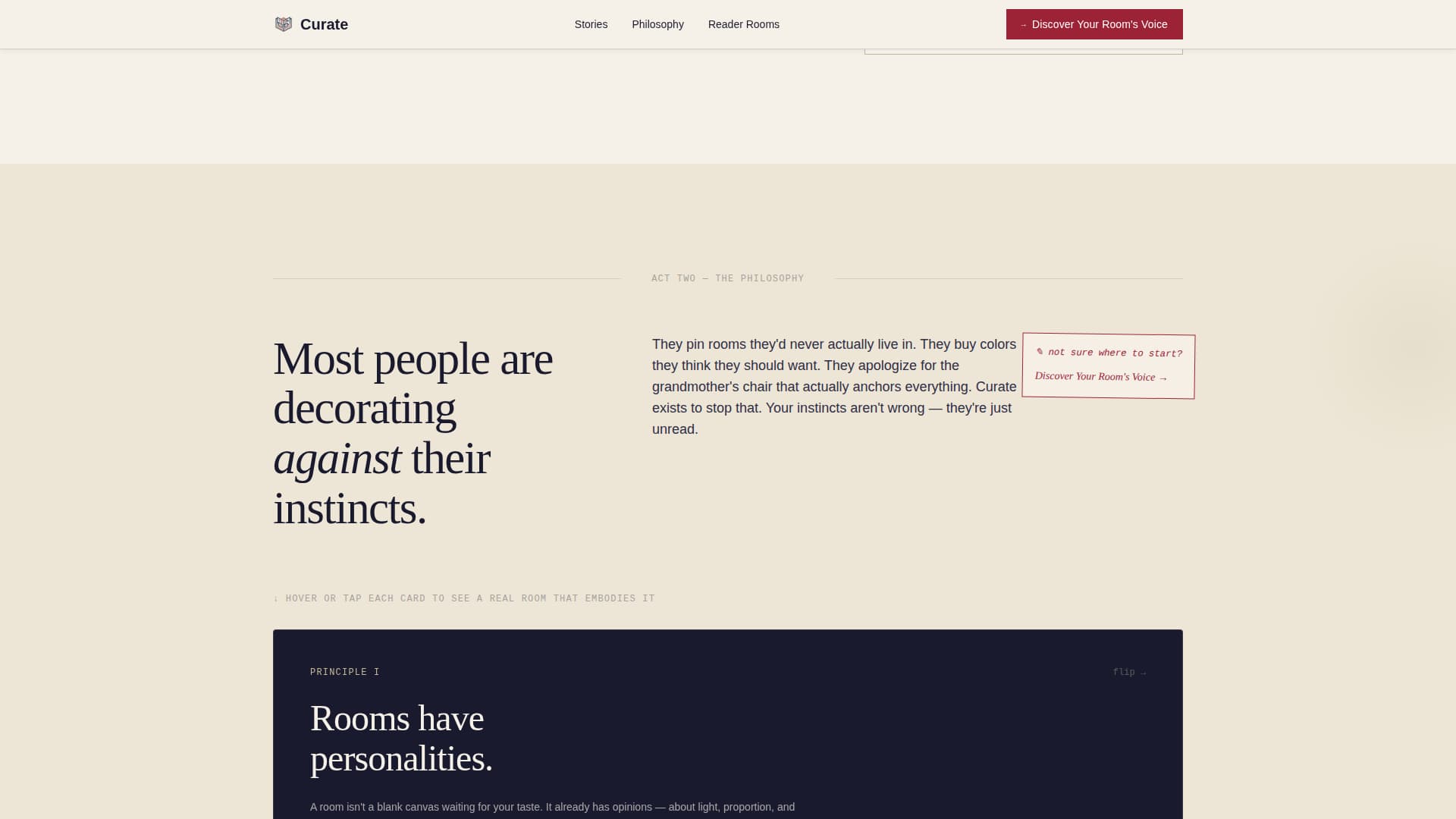 Curate - Timeless Interiors Landing Page Template