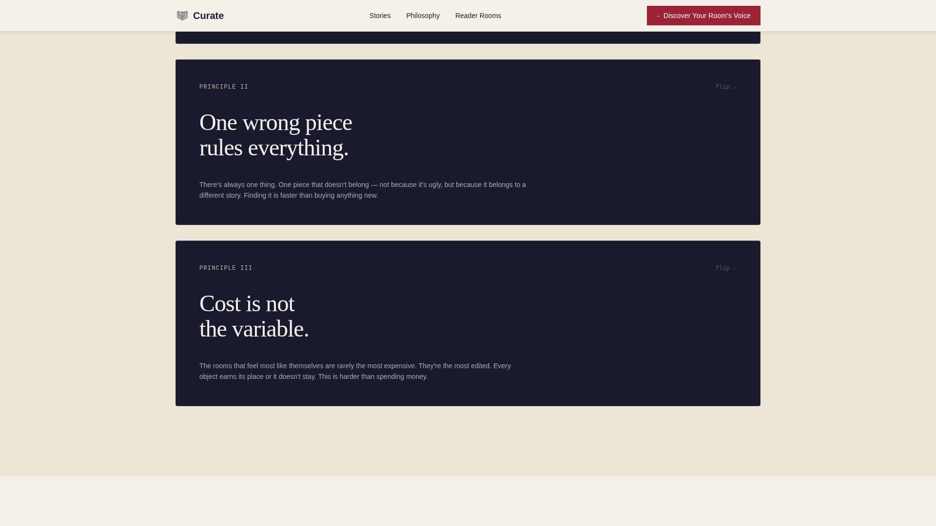 Curate - Timeless Interiors Landing Page Template