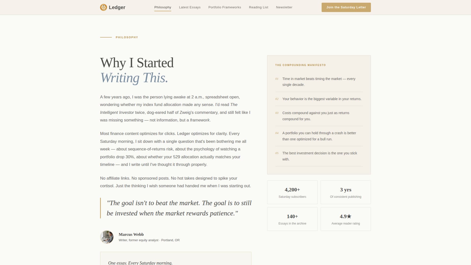 Ledger - Timeless Investing Landing Page Template