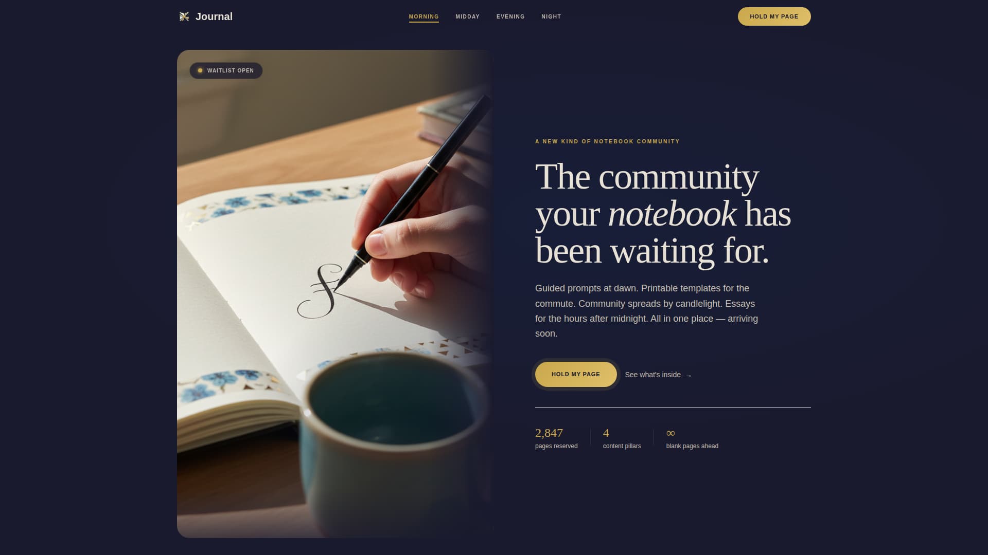Journal - Elegant Journaling Landing Page Template