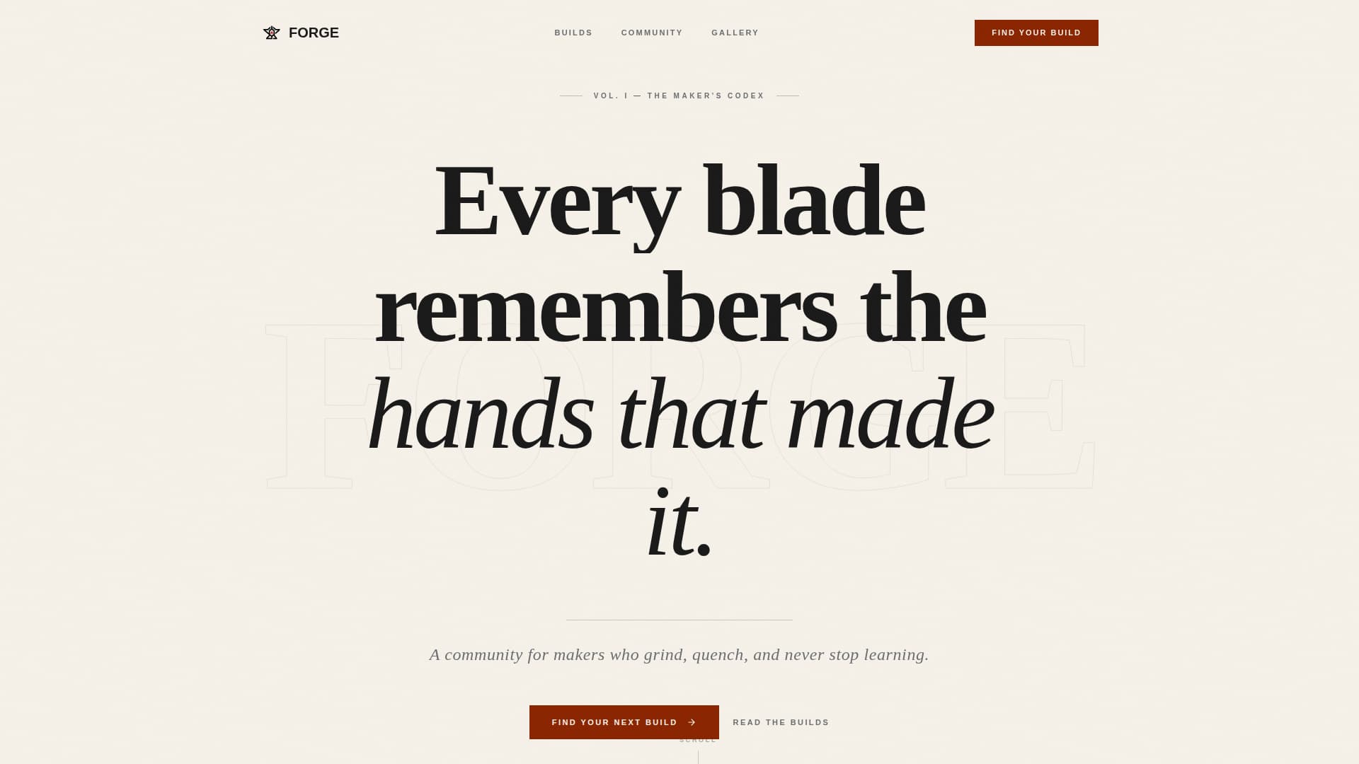 Forge - Inspiring Bladesmith Landing Page Template
