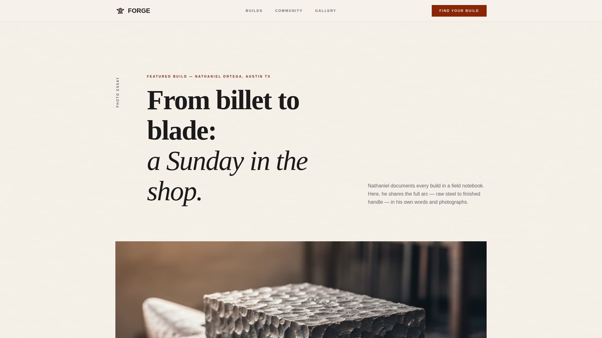 Forge - Inspiring Bladesmith Landing Page Template
