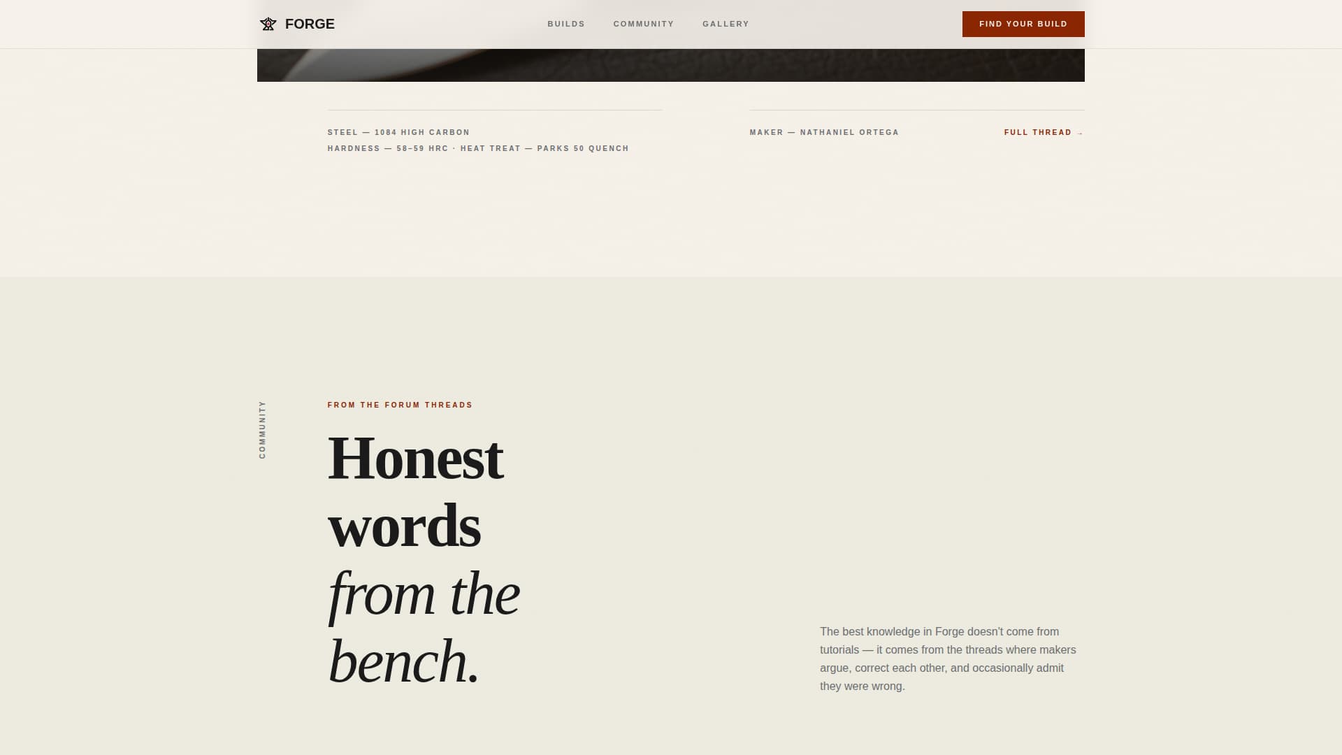 Forge - Inspiring Bladesmith Landing Page Template