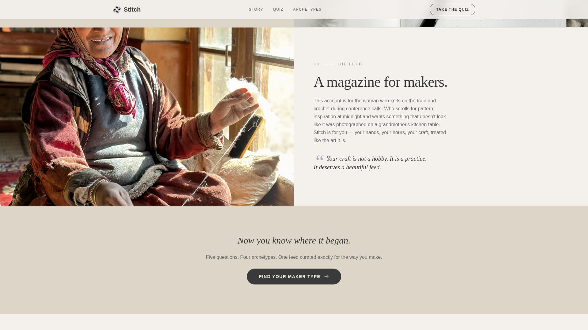 Stitch - Editorial Knitting Landing Page Template
