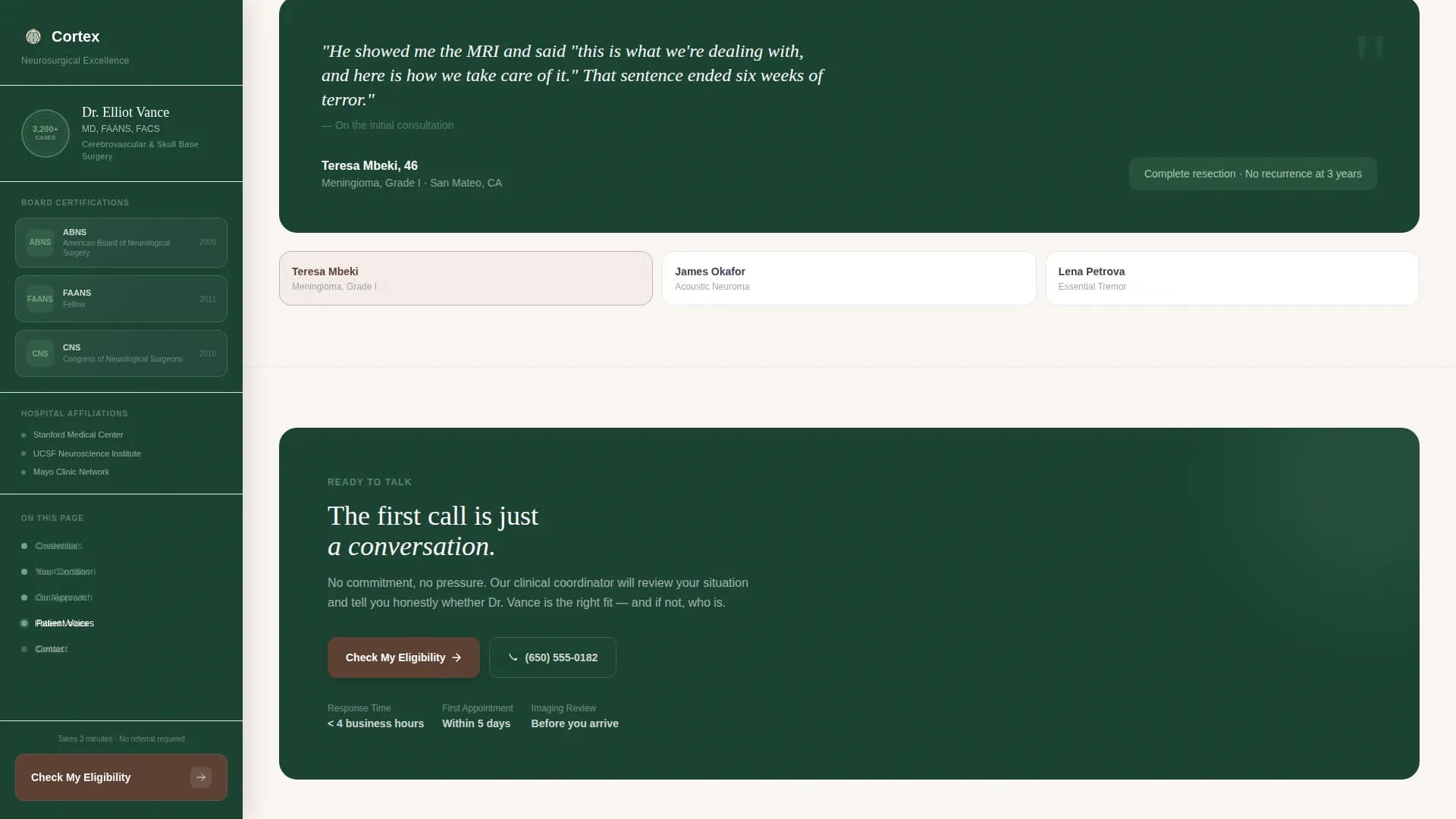 Neurosurgeon Specialist Booking Website Template