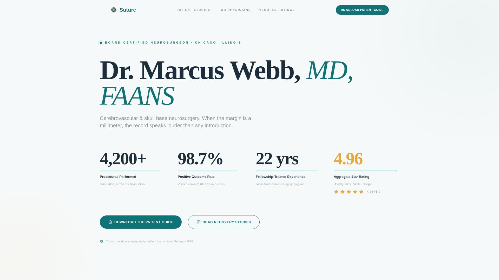 Suture - Trusted Neurosurgeon Landing Page Template