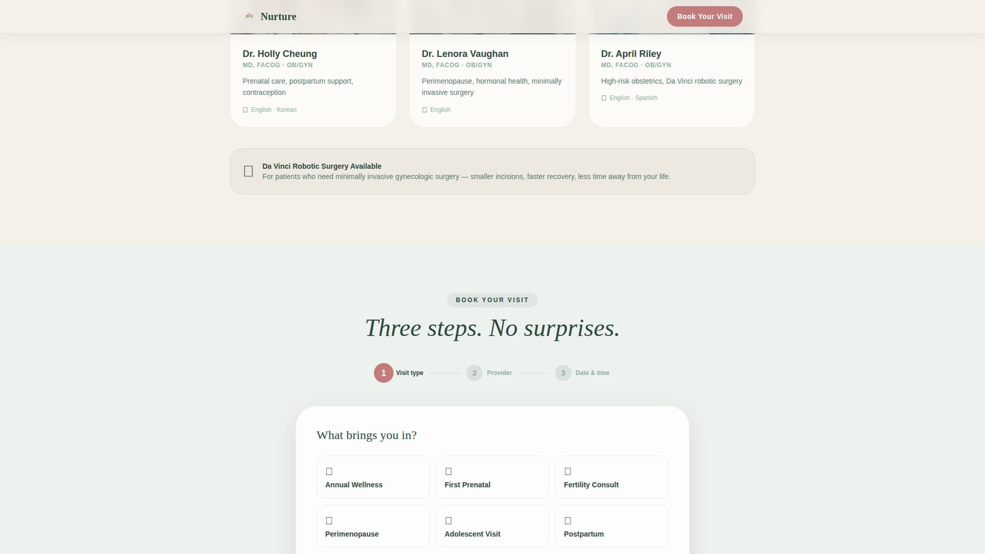 Nurture - Compassionate OB/GYN Landing Page Template