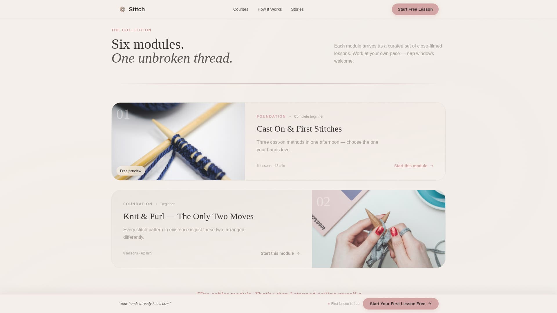 Stitch - Elegant Knitting Landing Page Template