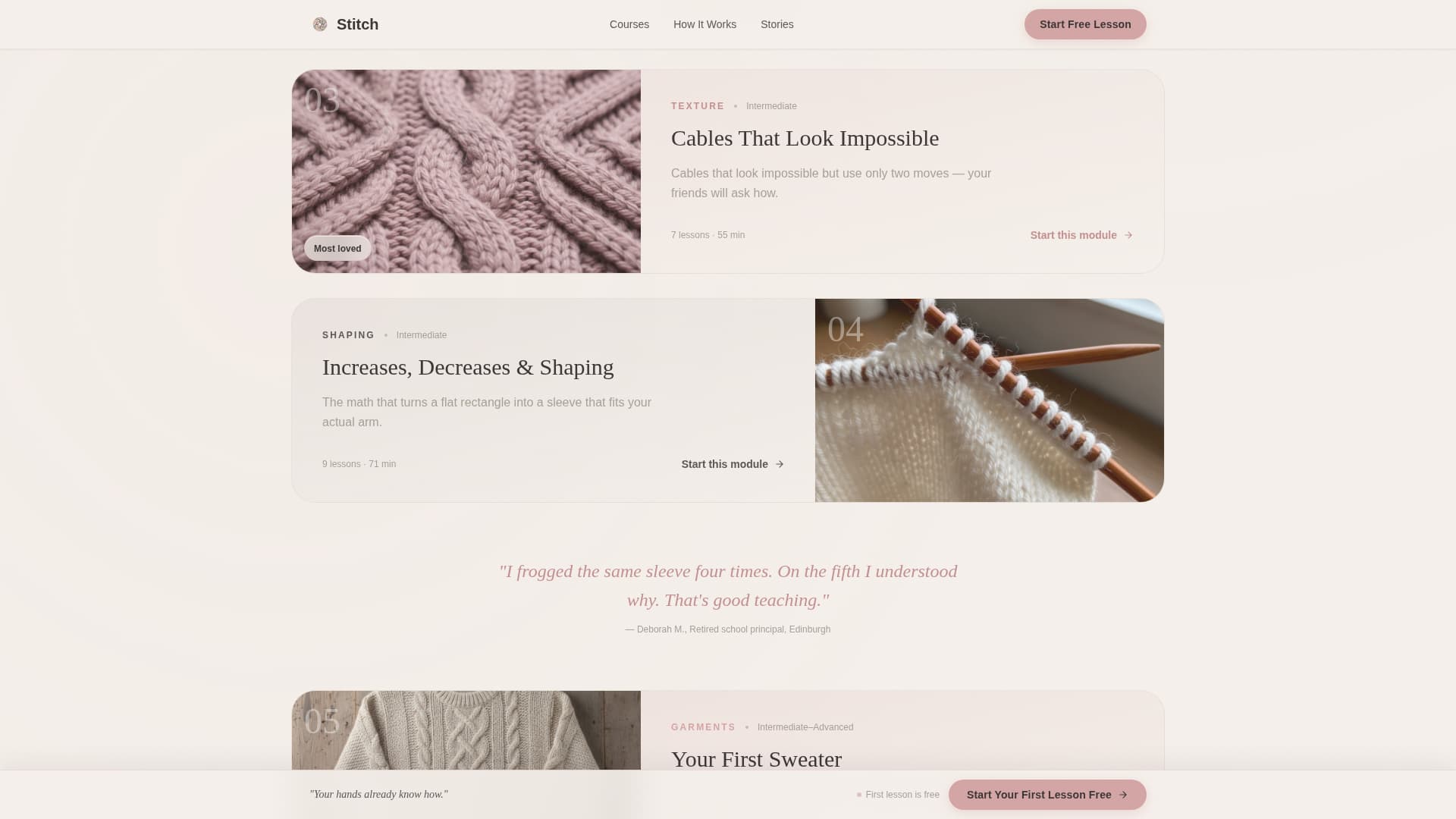 Stitch - Elegant Knitting Landing Page Template