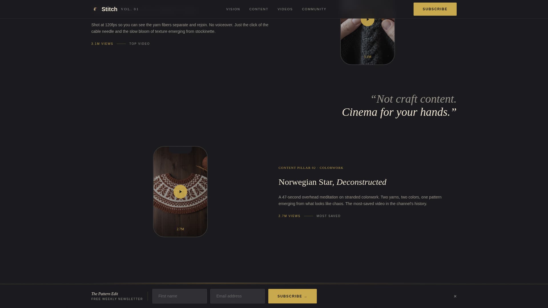 Stitch - Cinematic Knitting Landing Page Template