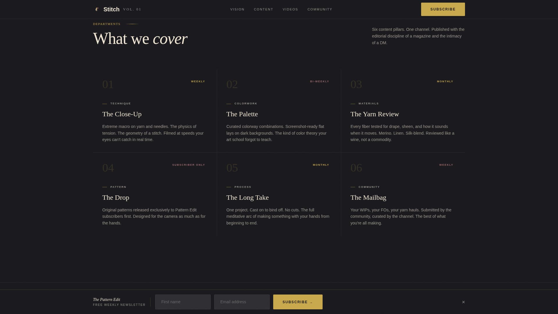 Stitch - Cinematic Knitting Landing Page Template