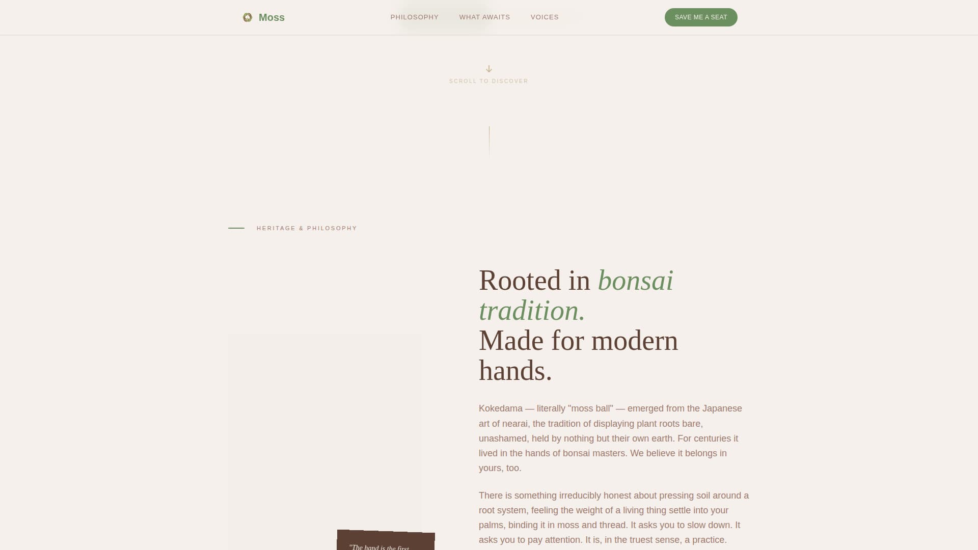 Moss - Serene Kokedama Landing Page Template