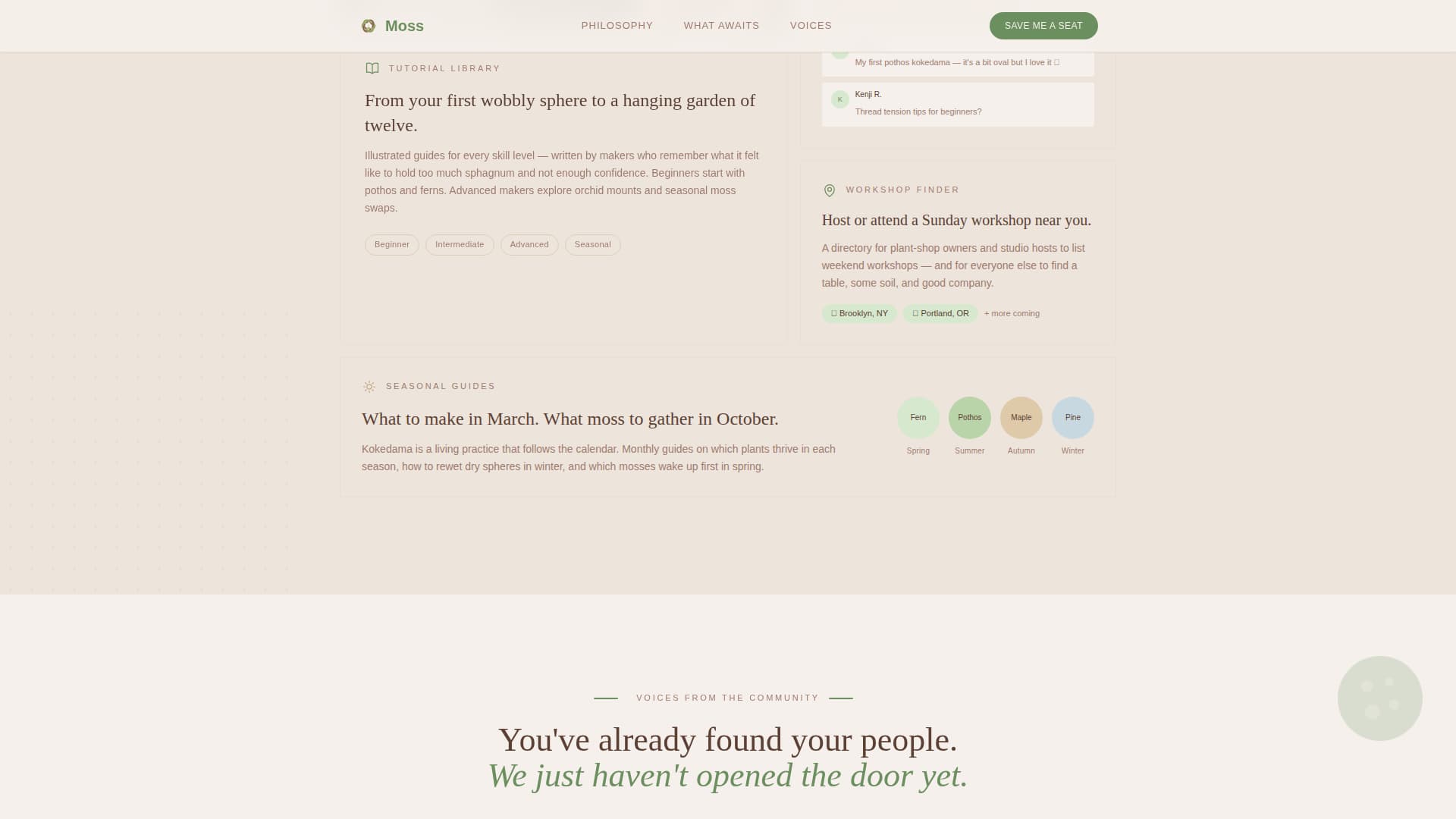 Moss - Serene Kokedama Landing Page Template