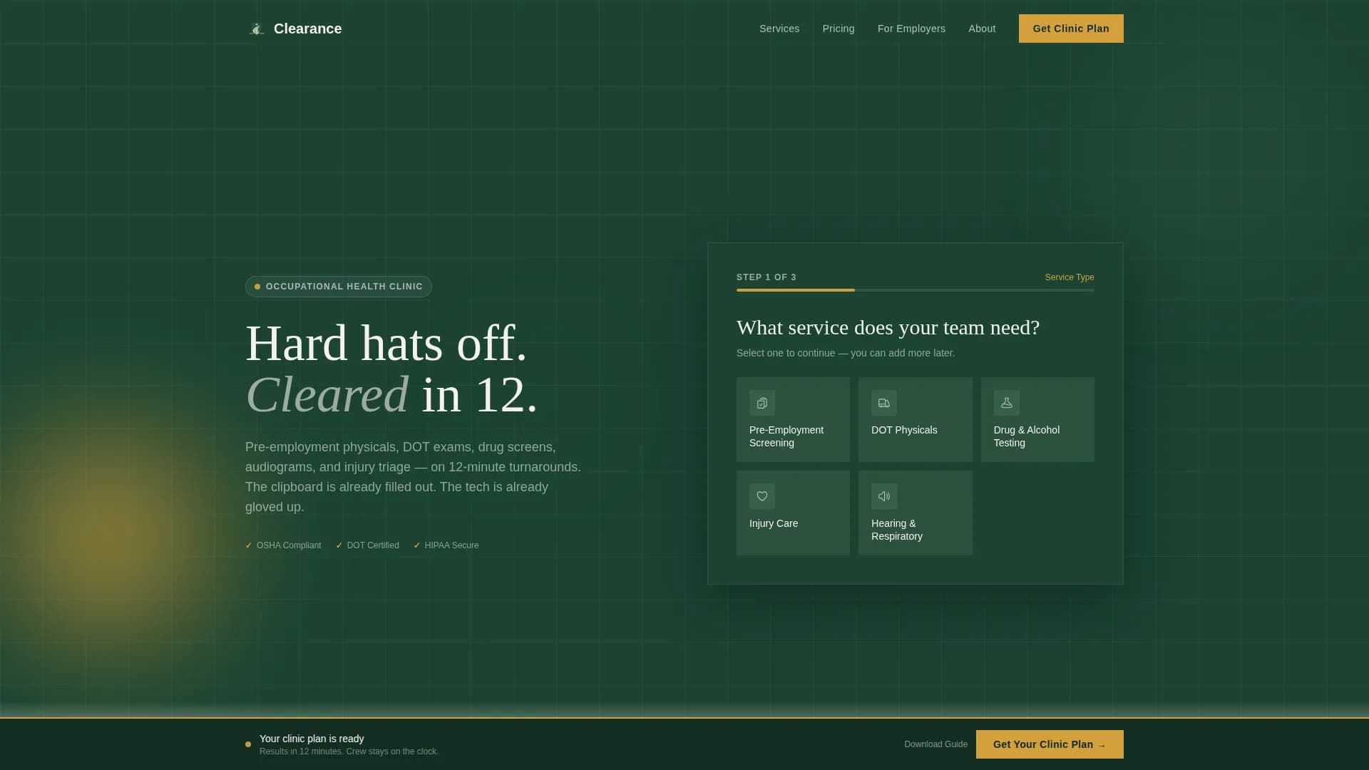 Clearance - Occupational Health Landing Page Template