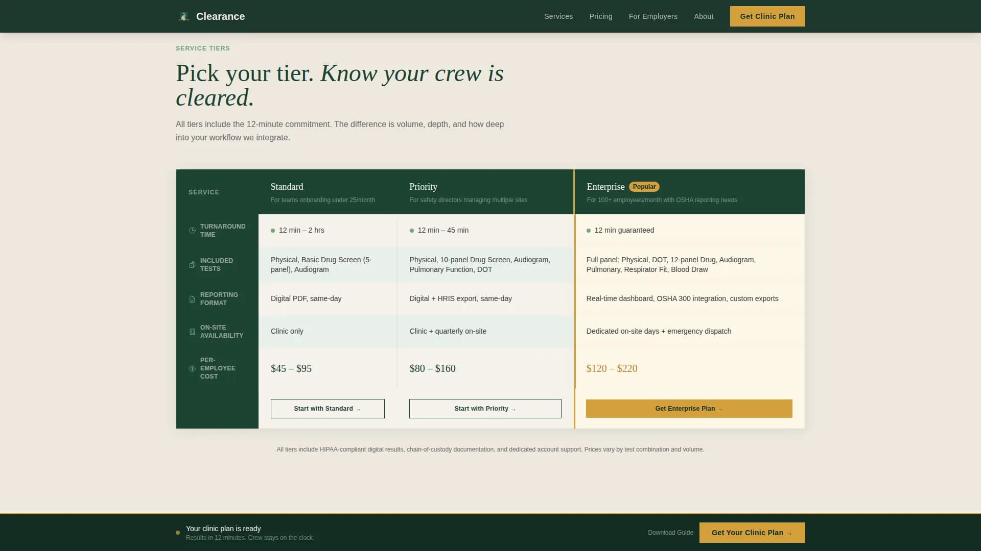 Clearance - Occupational Health Landing Page Template