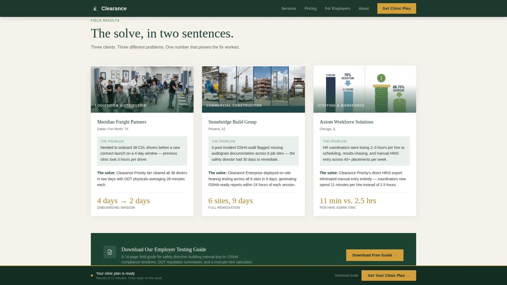 Clearance - Occupational Health Landing Page Template