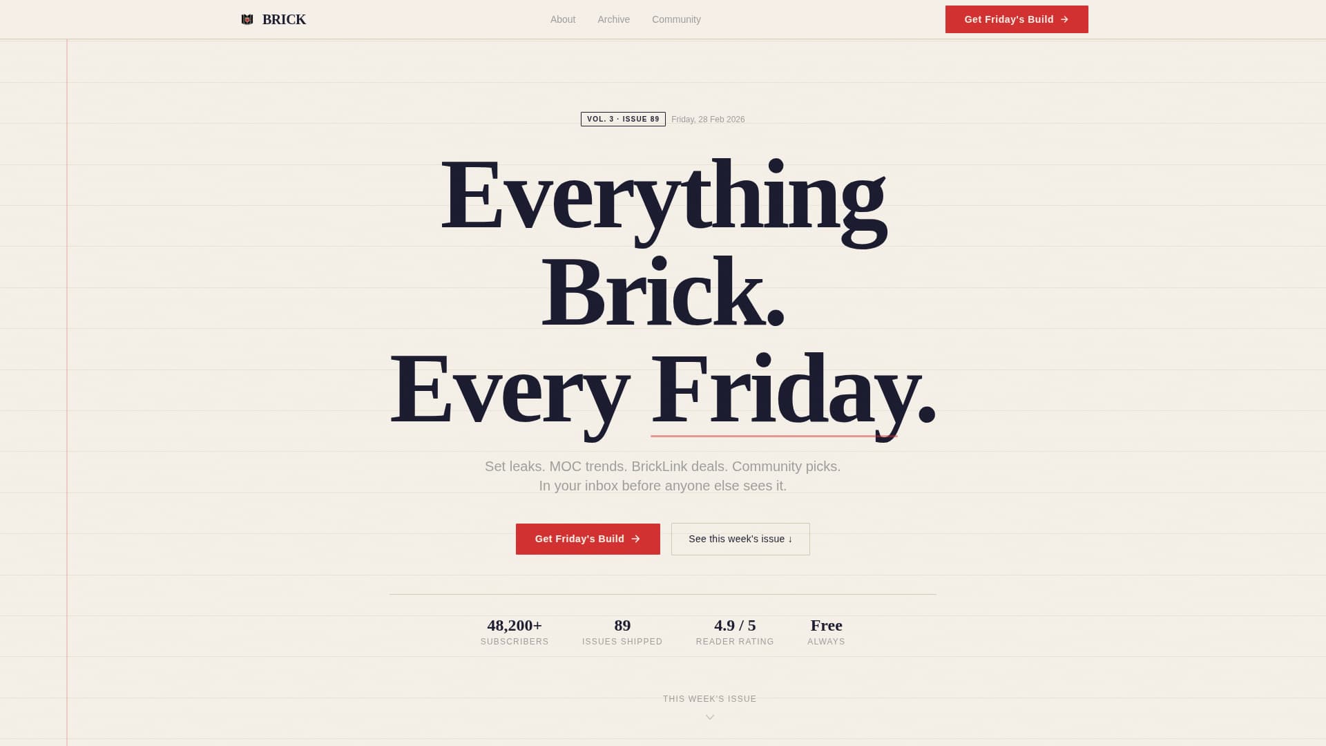 Brick - Bold Newsletter Landing Page Template