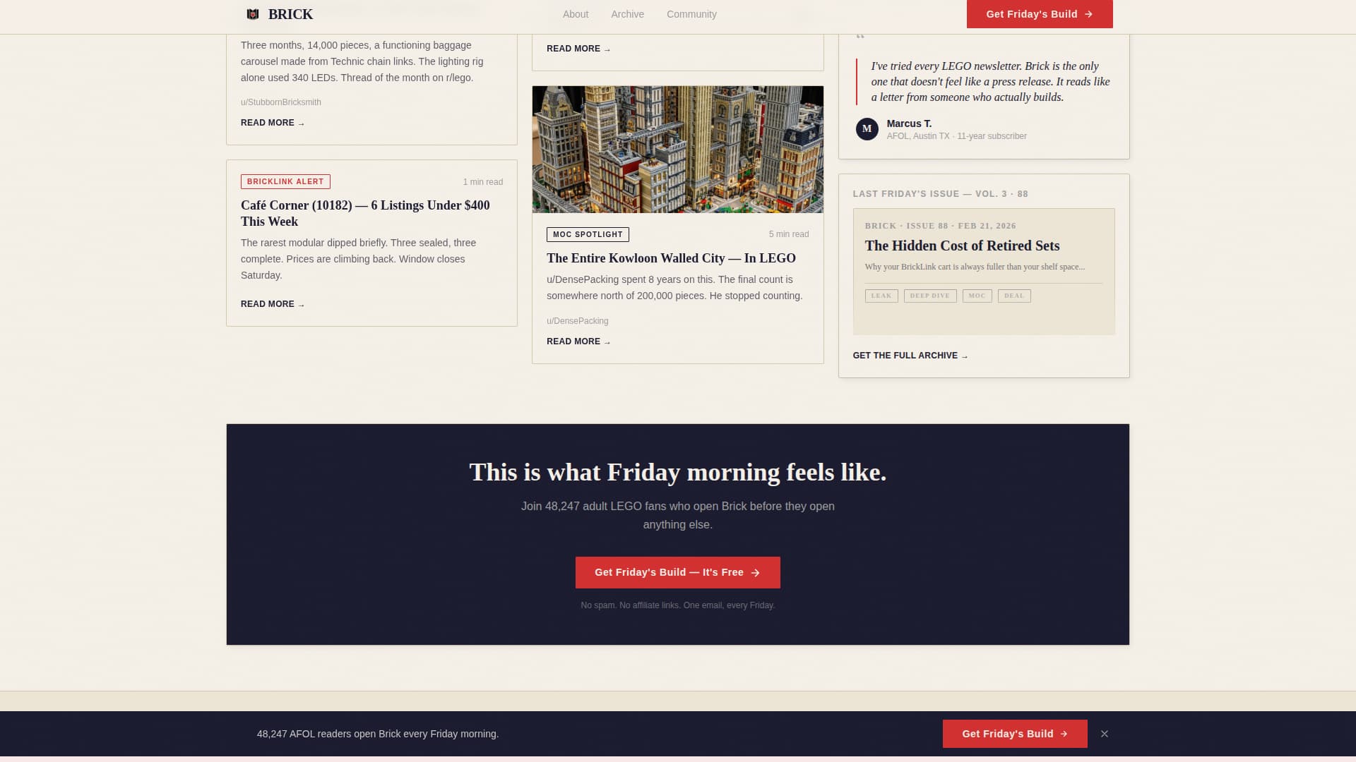 Brick - Bold Newsletter Landing Page Template