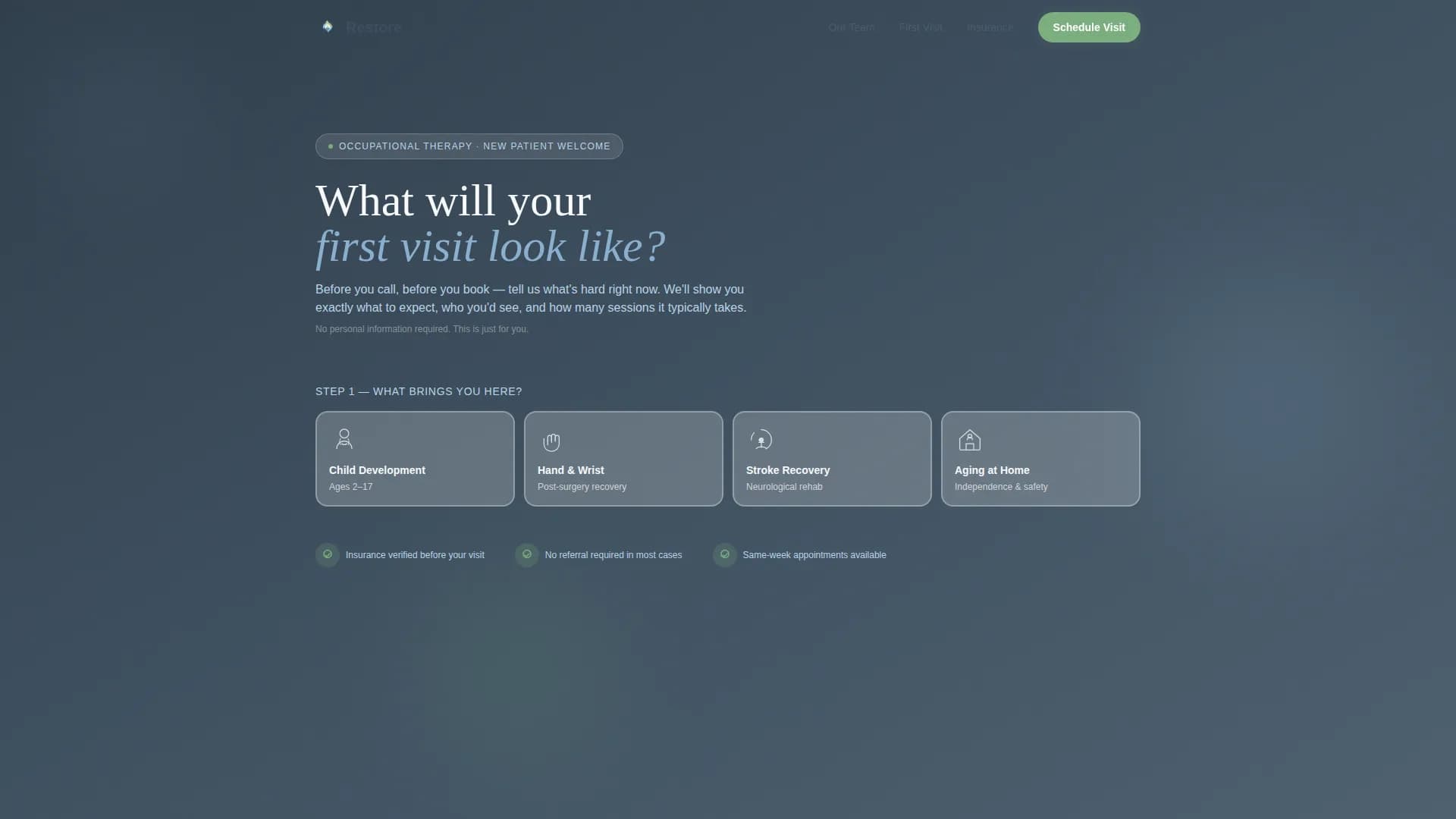 Restore - New Patient Landing Page Template