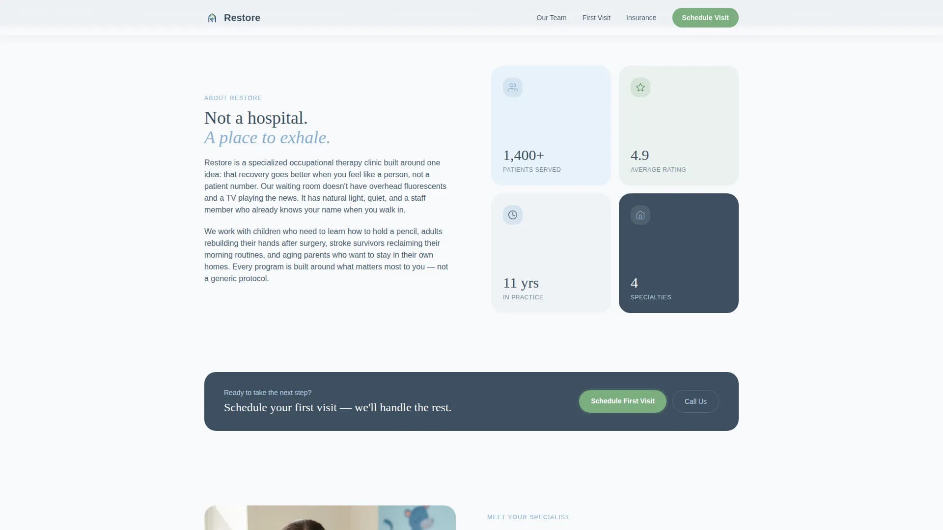 Restore - New Patient Landing Page Template