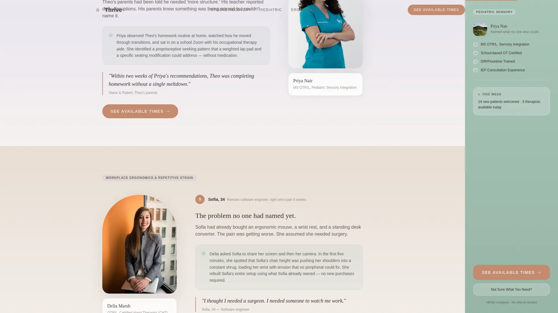 Occupational Therapist Specialist Booking Website Template