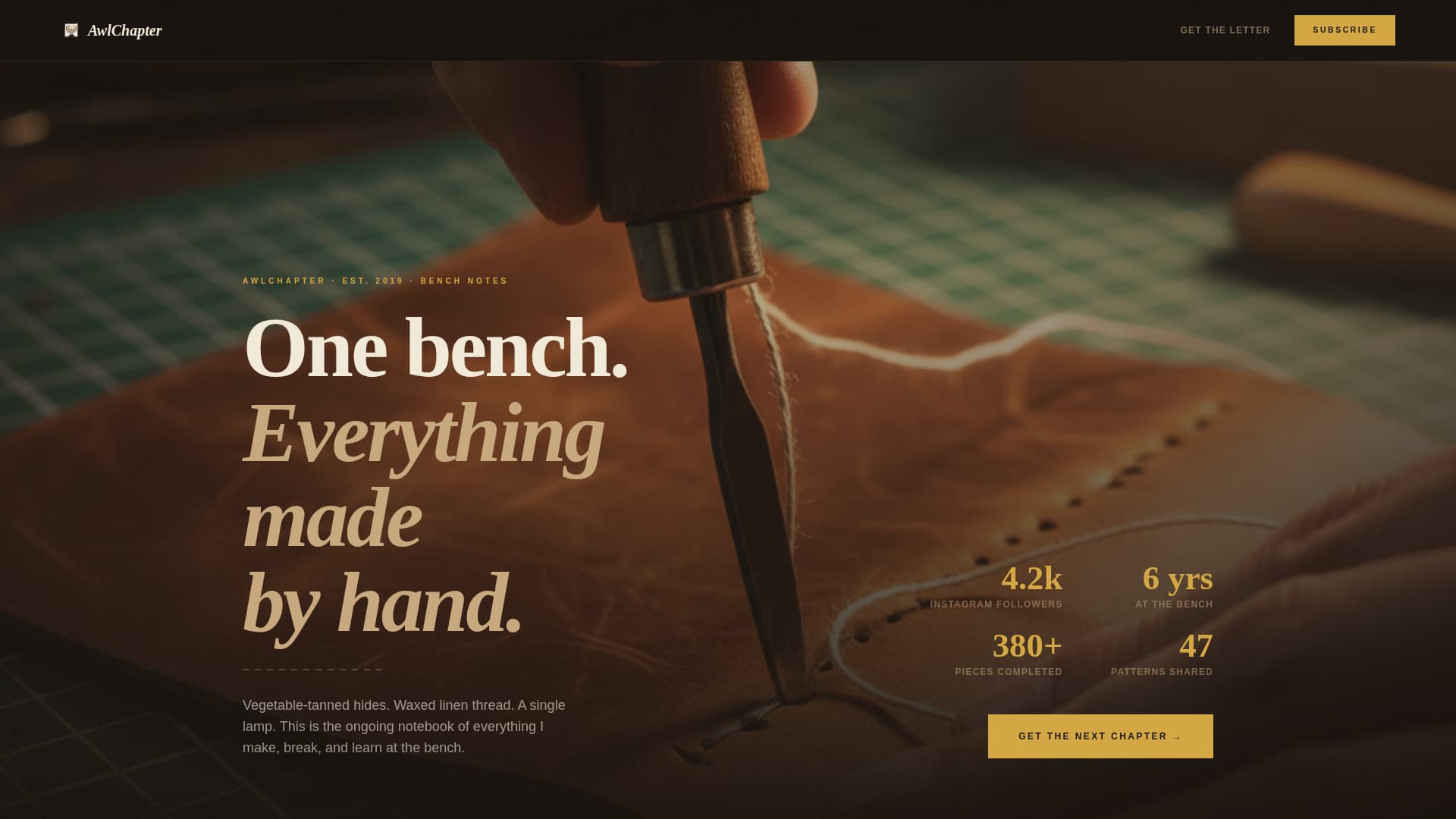Awl - Cinematic Leatherworking Landing Page Template