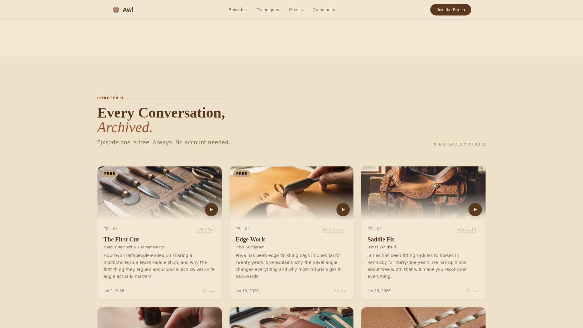 Awl - Compelling Leatherworking Landing Page Template