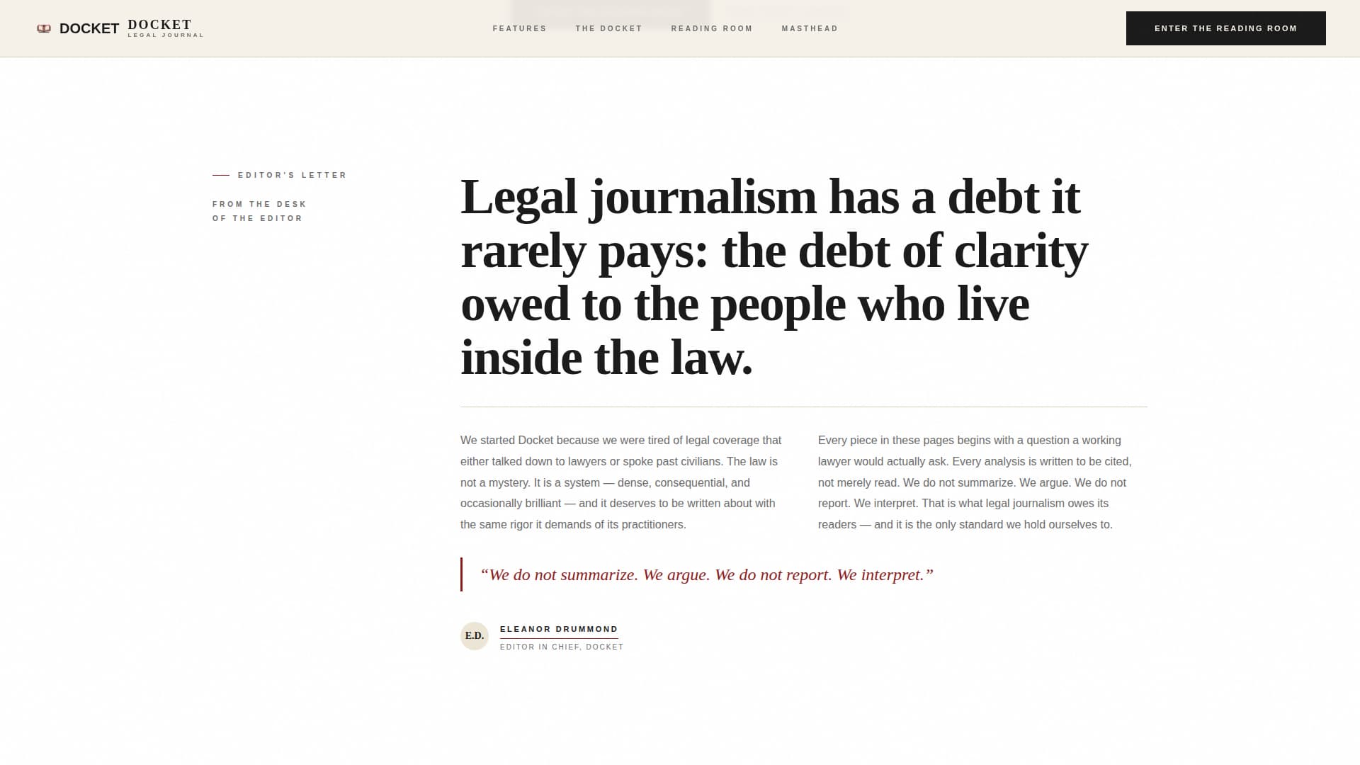 Docket - Authoritative Legal Landing Page Template