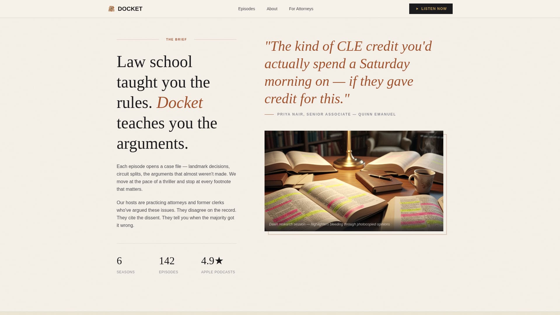 Docket - Compelling Legalpodcast Landing Page Template