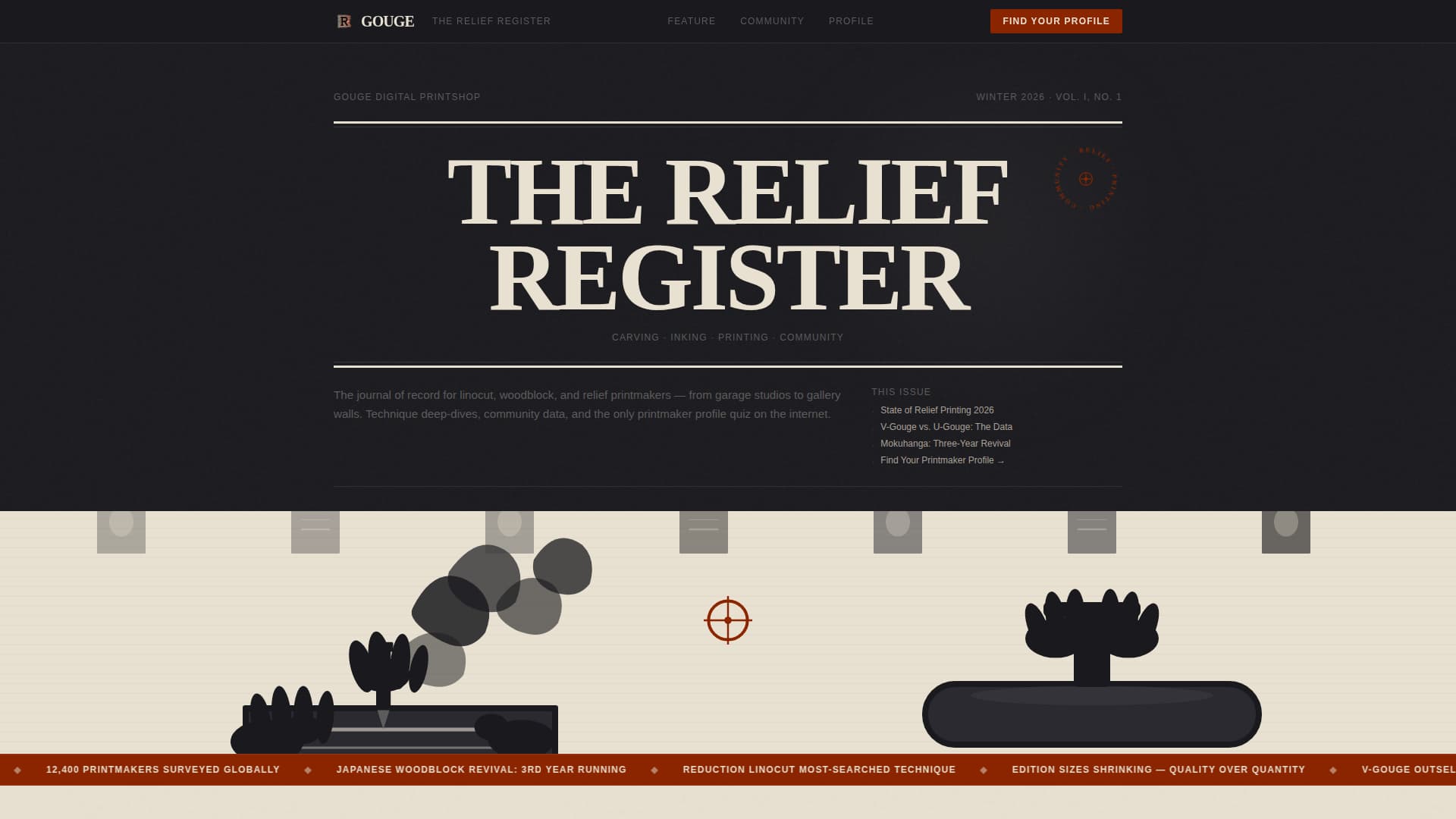 Gouge - Compelling Printmaking Landing Page Template