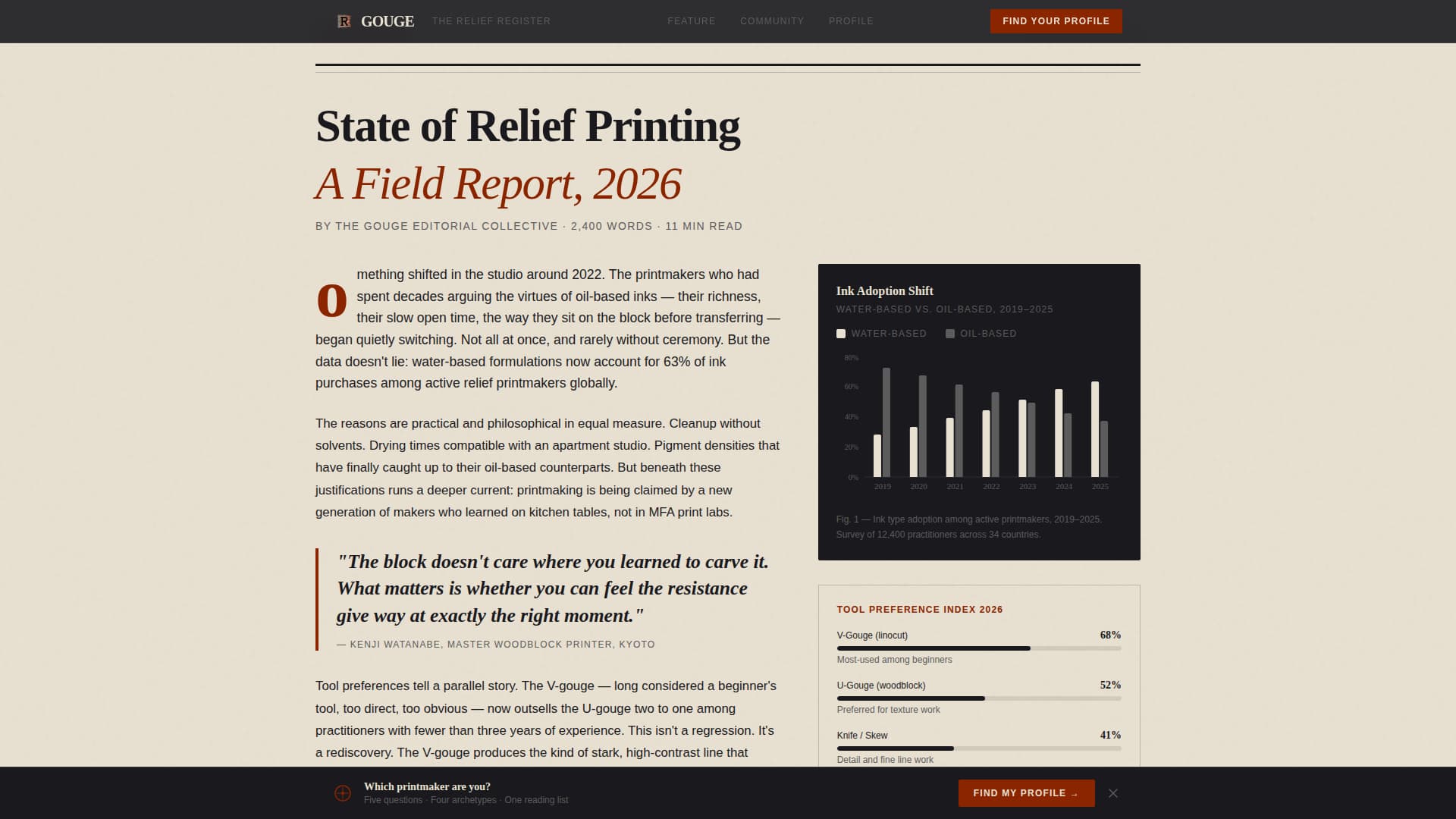 Gouge - Compelling Printmaking Landing Page Template