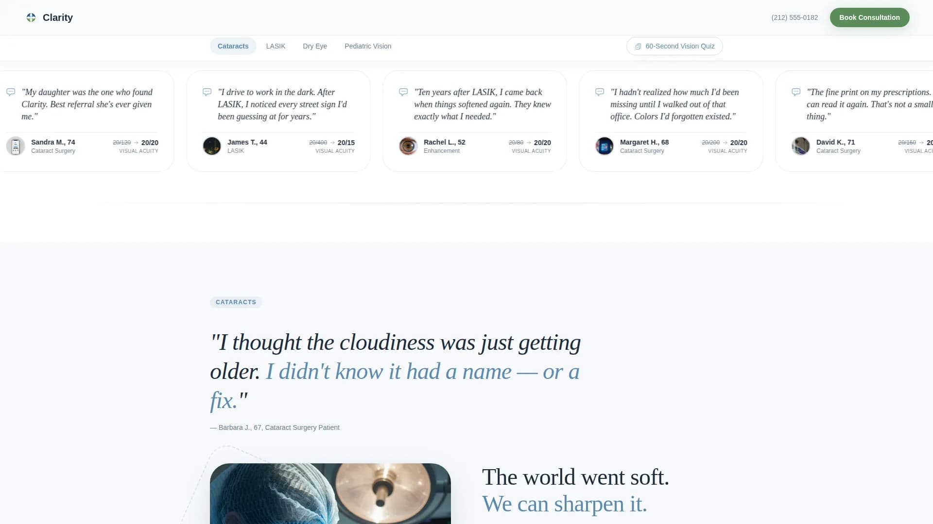 Eye Care & Optometry Specialist Booking Website Template