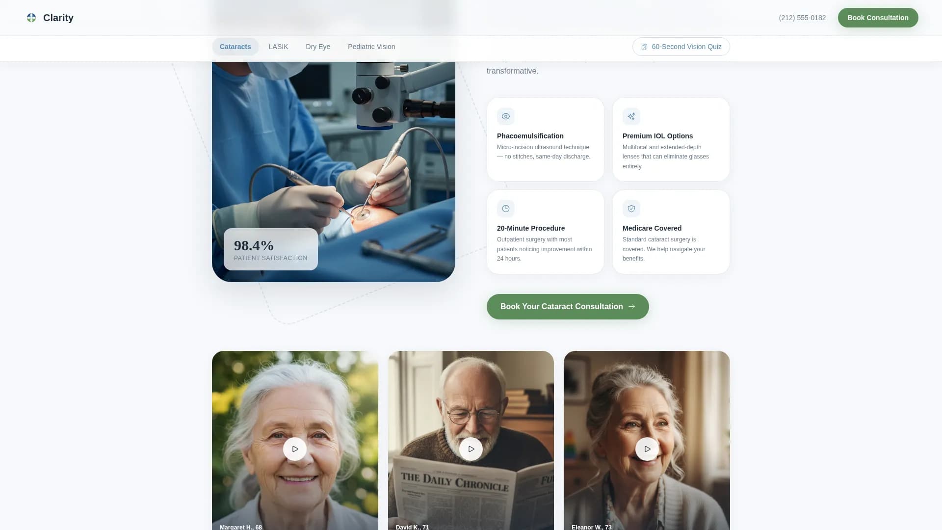 Eye Care & Optometry Specialist Booking Website Template