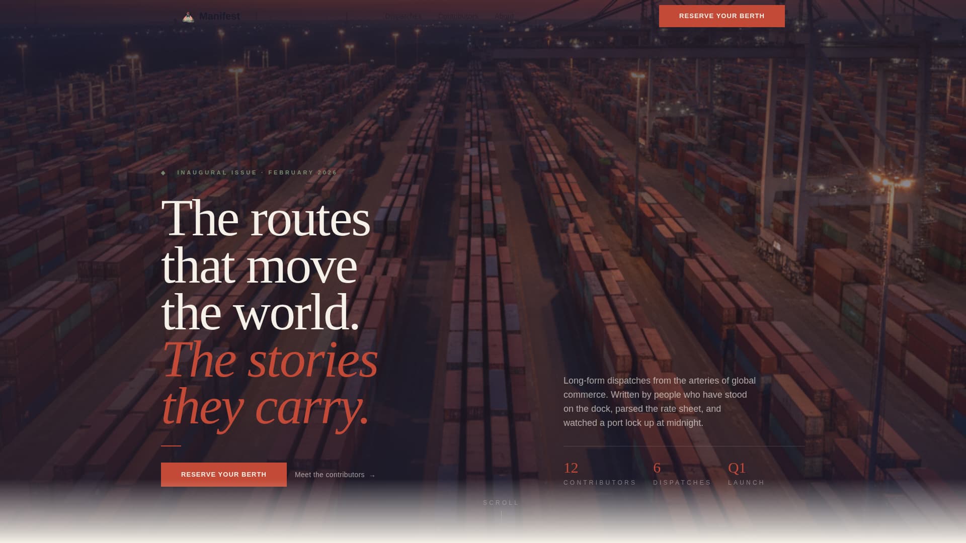 Manifest - Compelling Logistics Landing Page Template