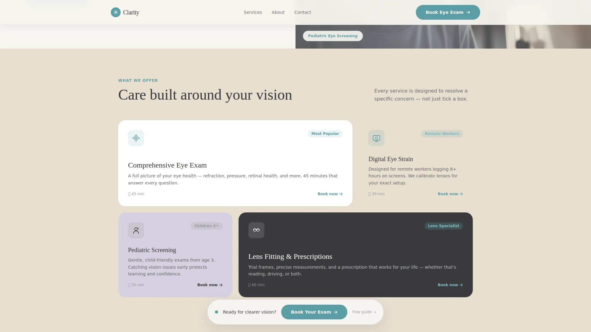Optometrist Specialist Booking Website Template