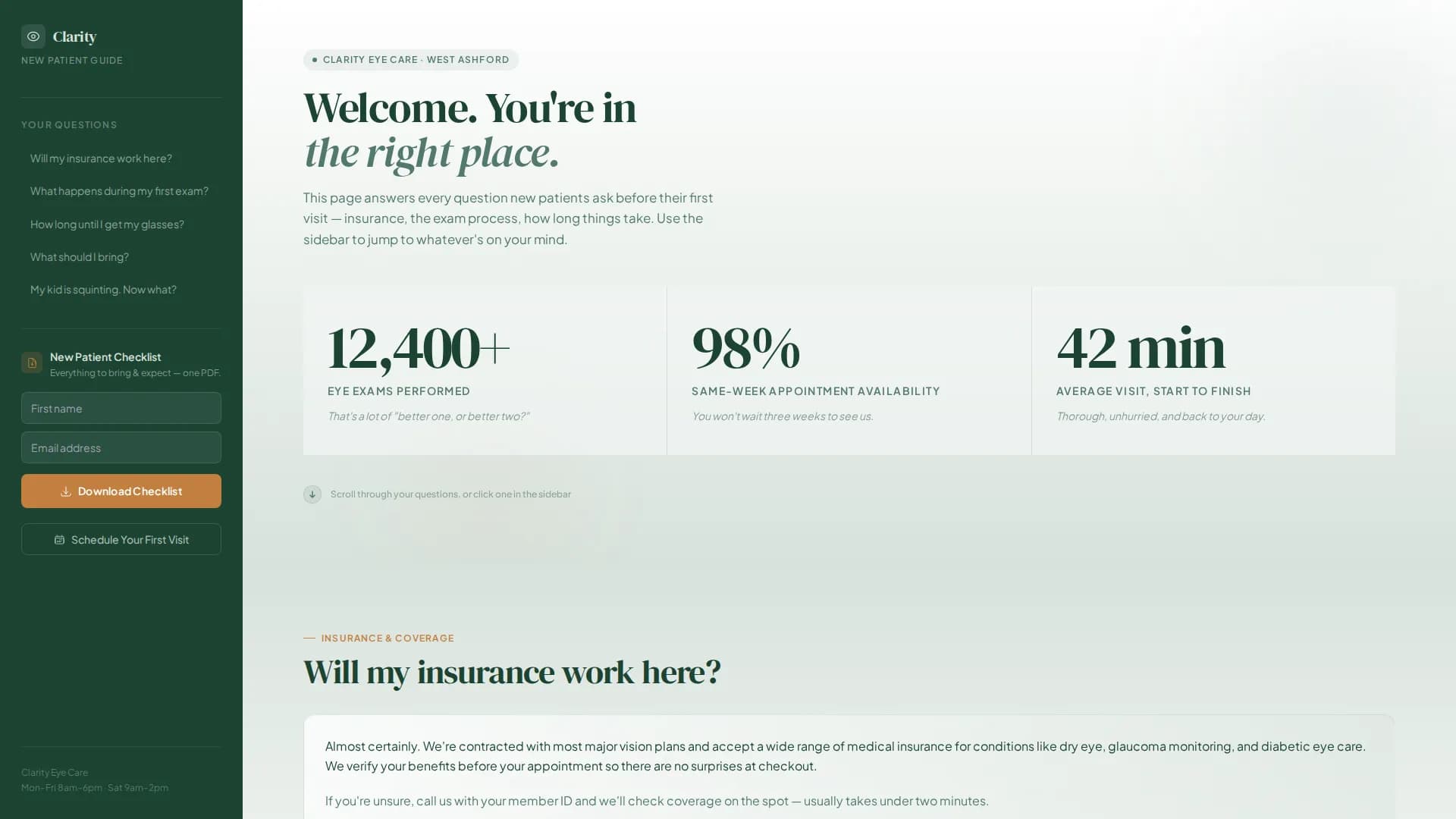 Optometrist FAQ Website Template