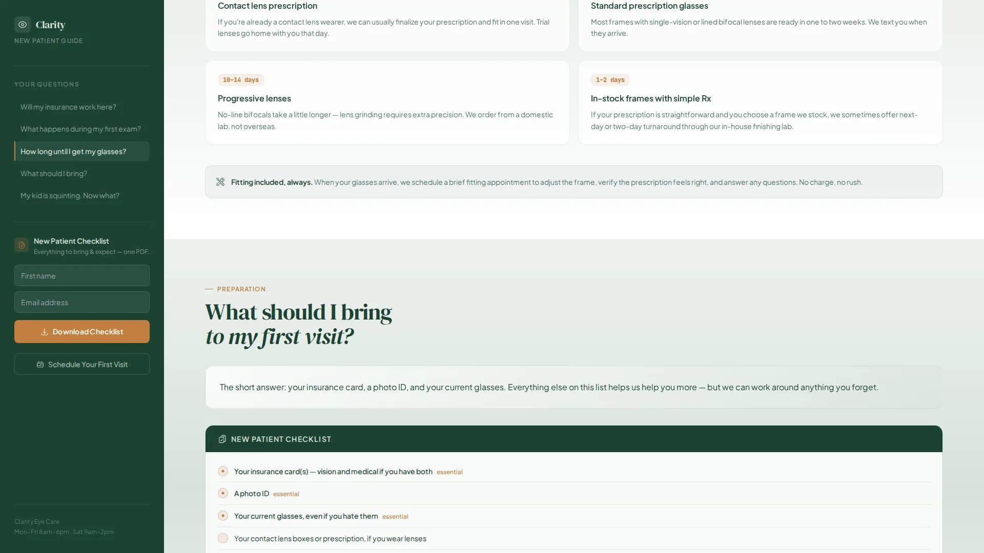 Optometrist FAQ Website Template
