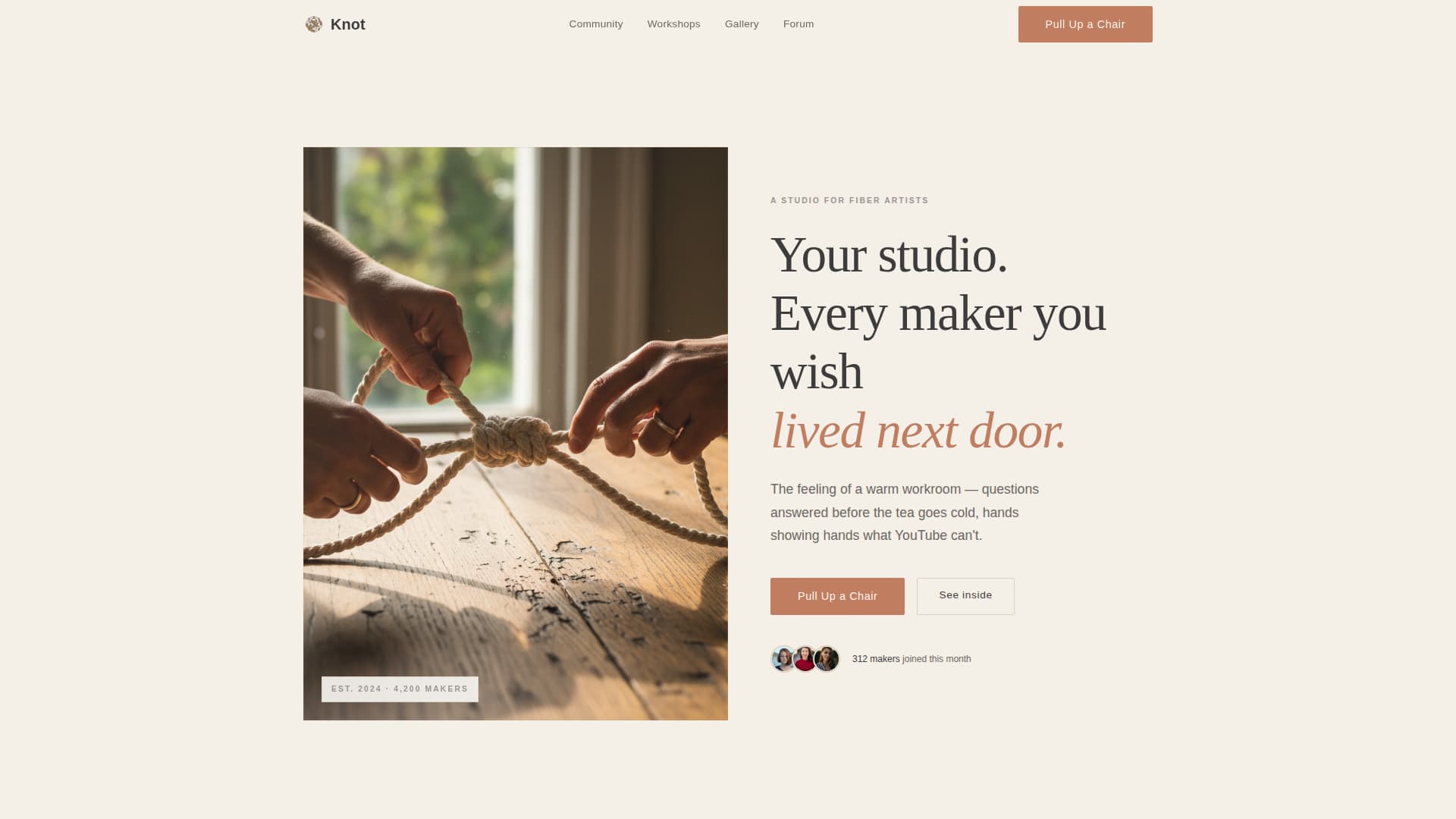 Knot — Handcrafted Fiber Art Landing Page Template