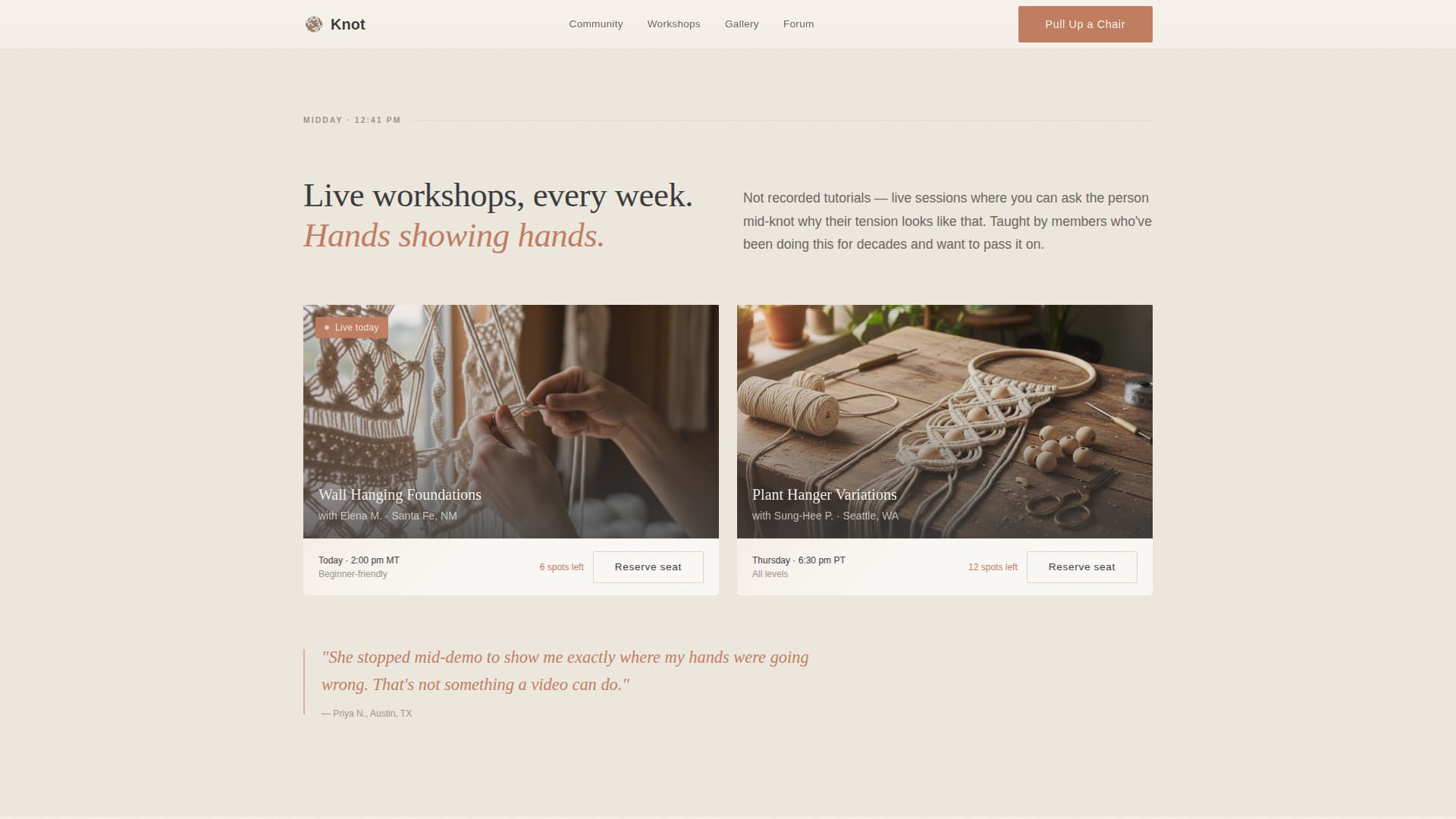Knot — Handcrafted Fiber Art Landing Page Template