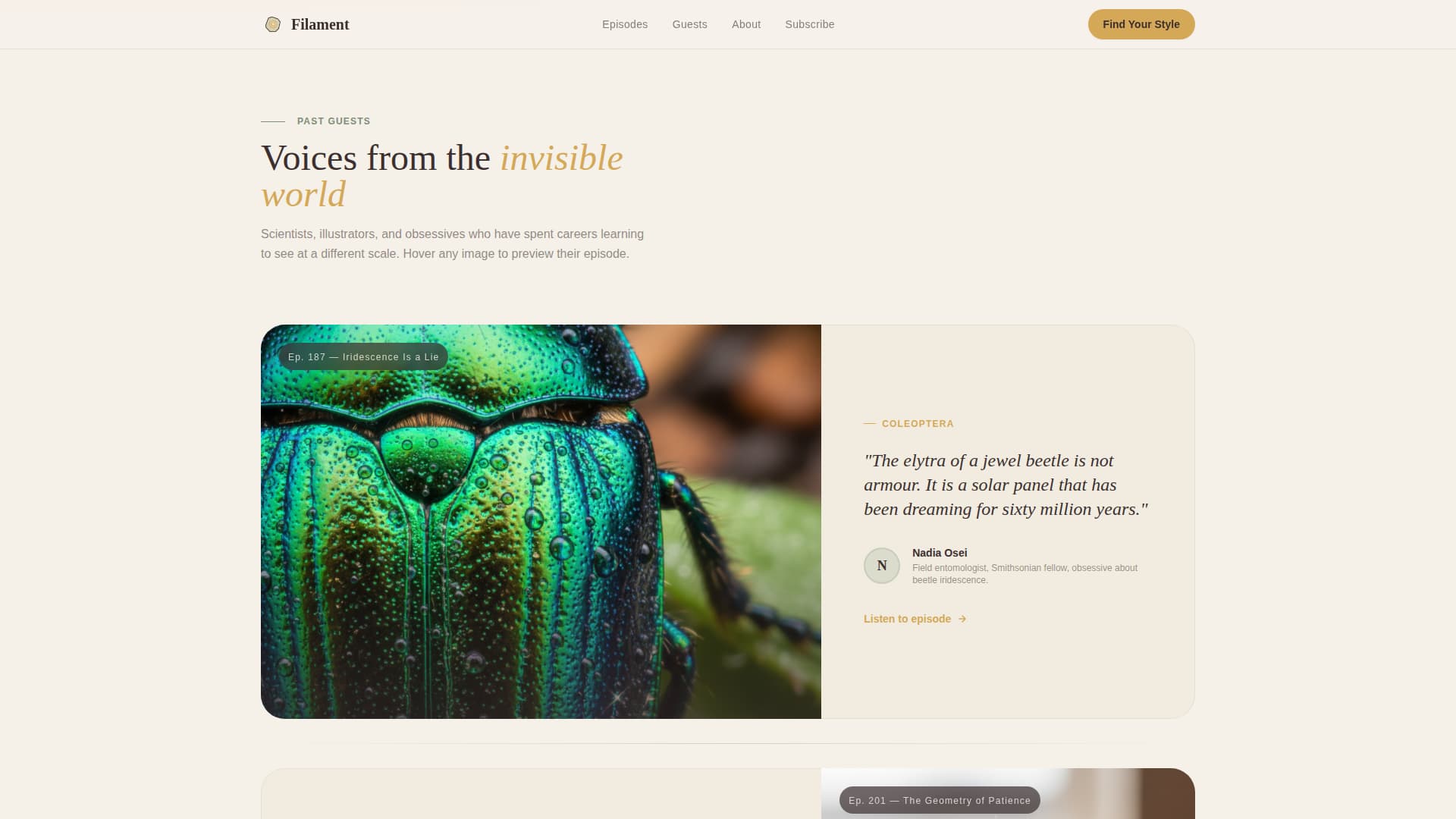 Filament - Captivating Macrophotography Landing Page Template