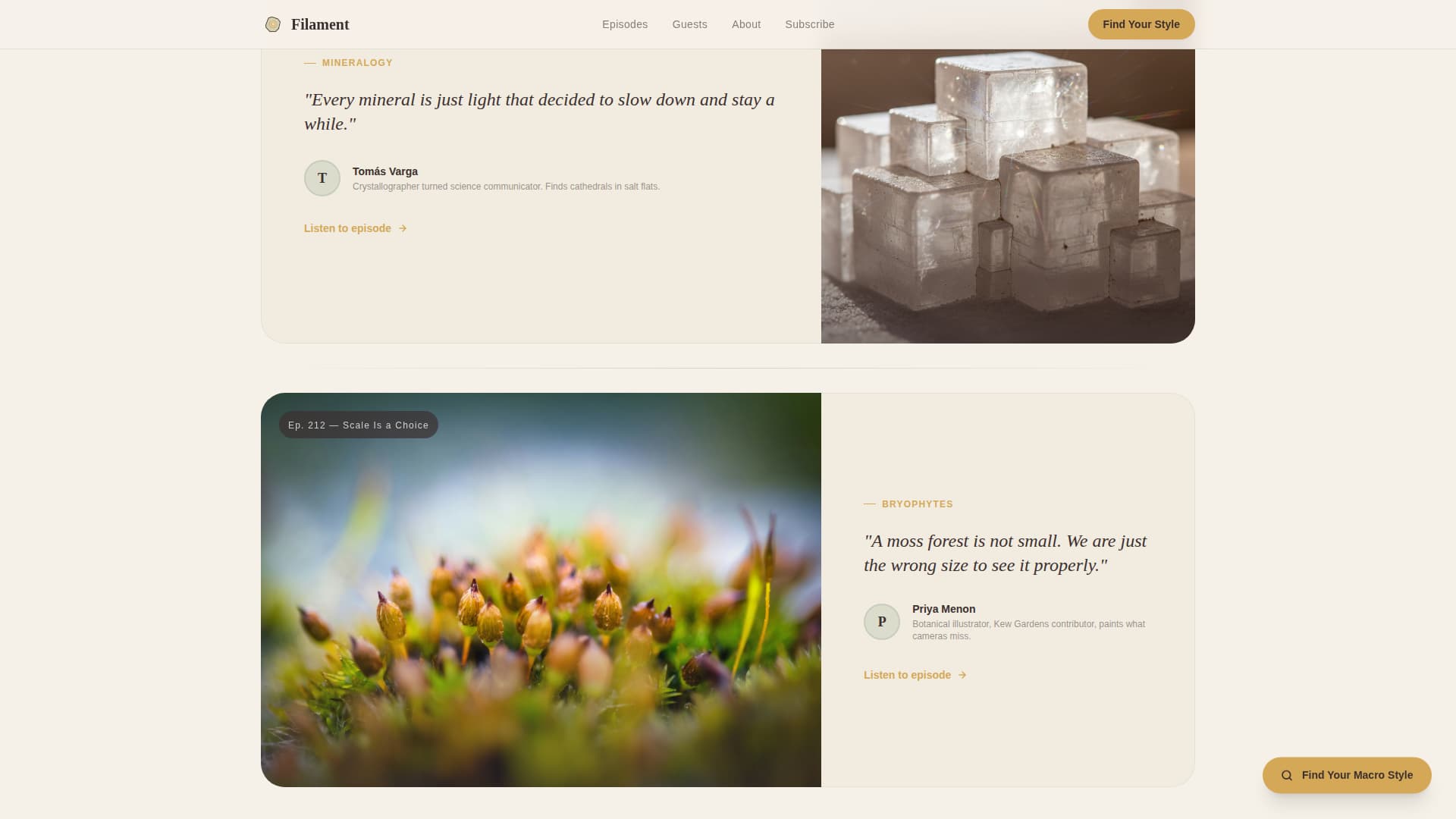 Filament - Captivating Macrophotography Landing Page Template