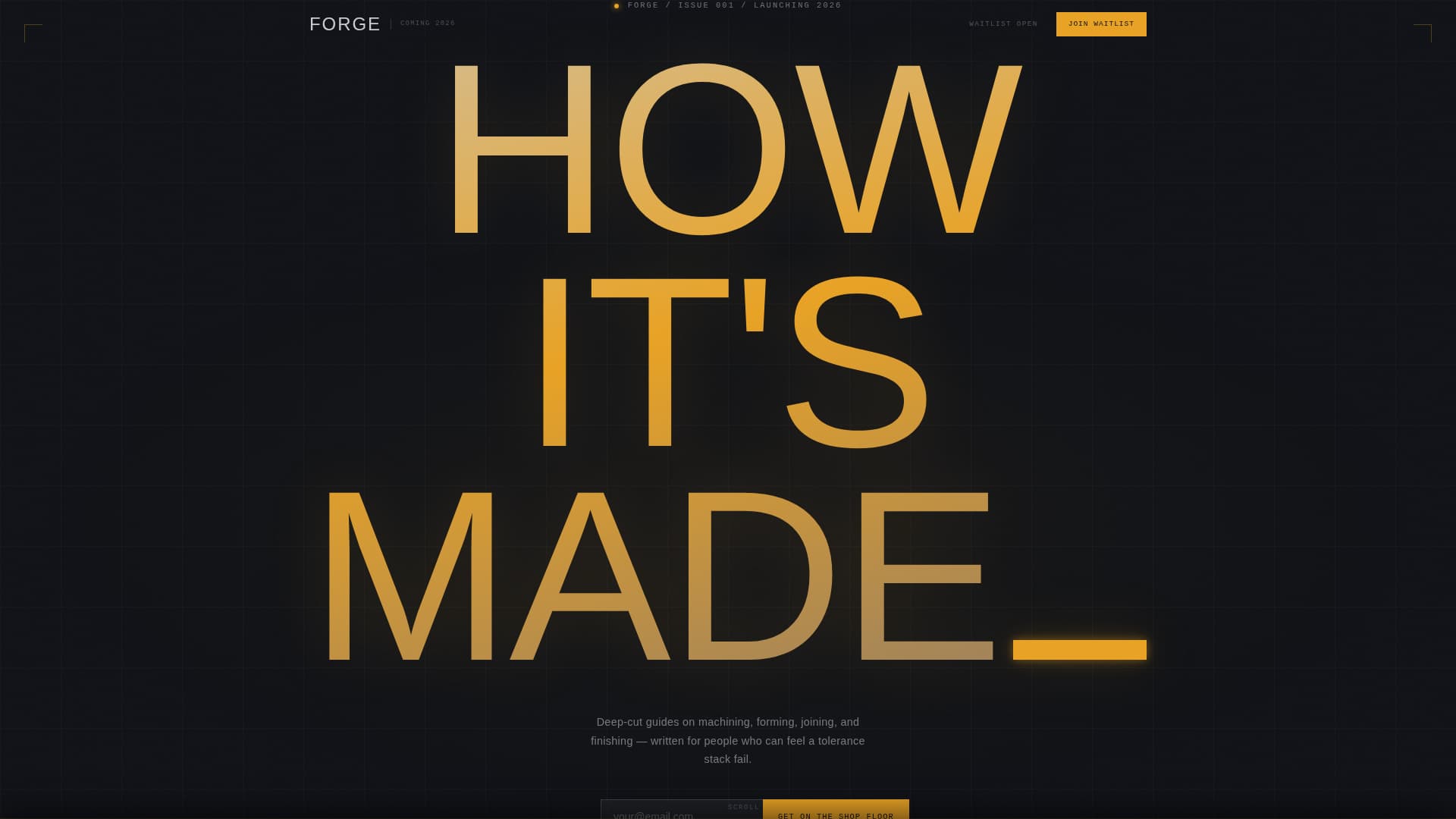 Forge - Cinematic Manufacturing Landing Page Template