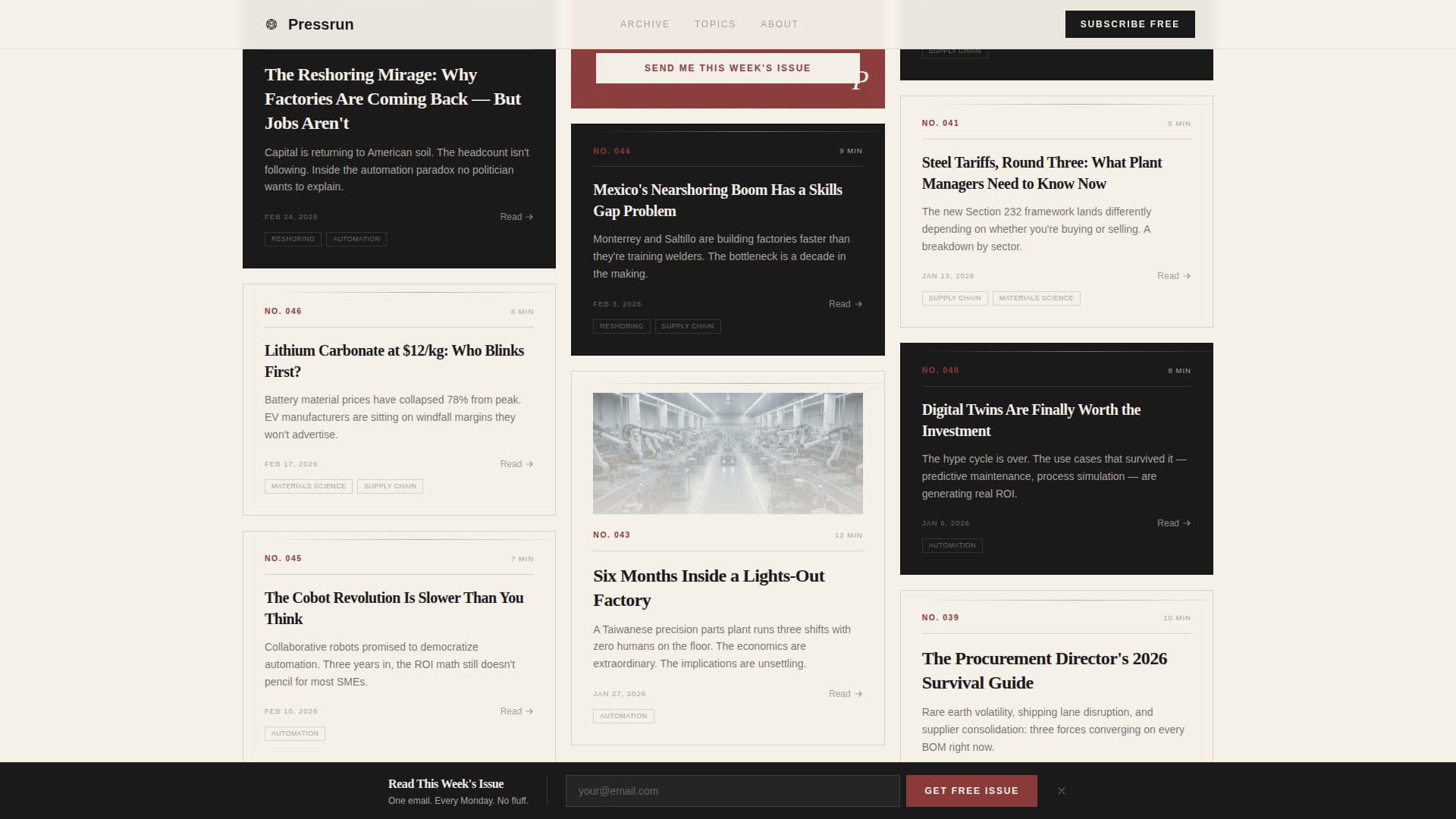 Pressrun - Bold Manufacturing Landing Page Template